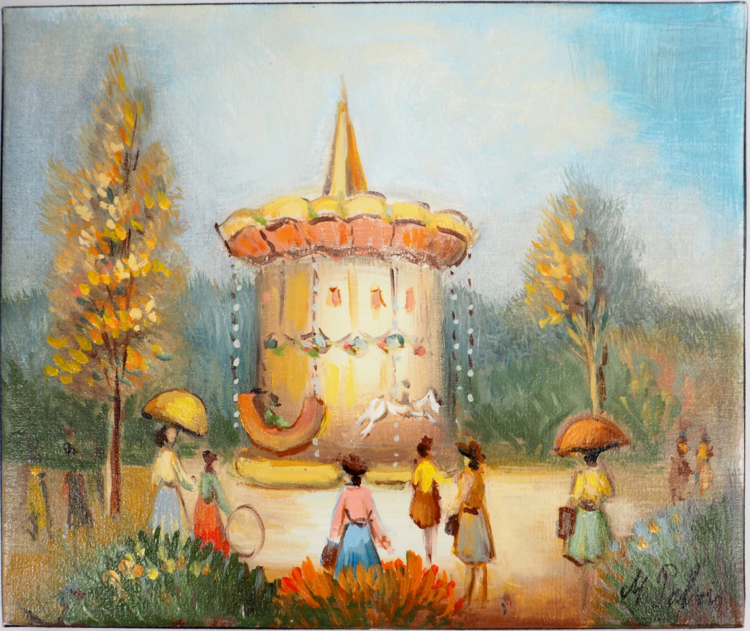 Michel PABOIS - Paris : une après-midi au carrousel - Huile sur toile