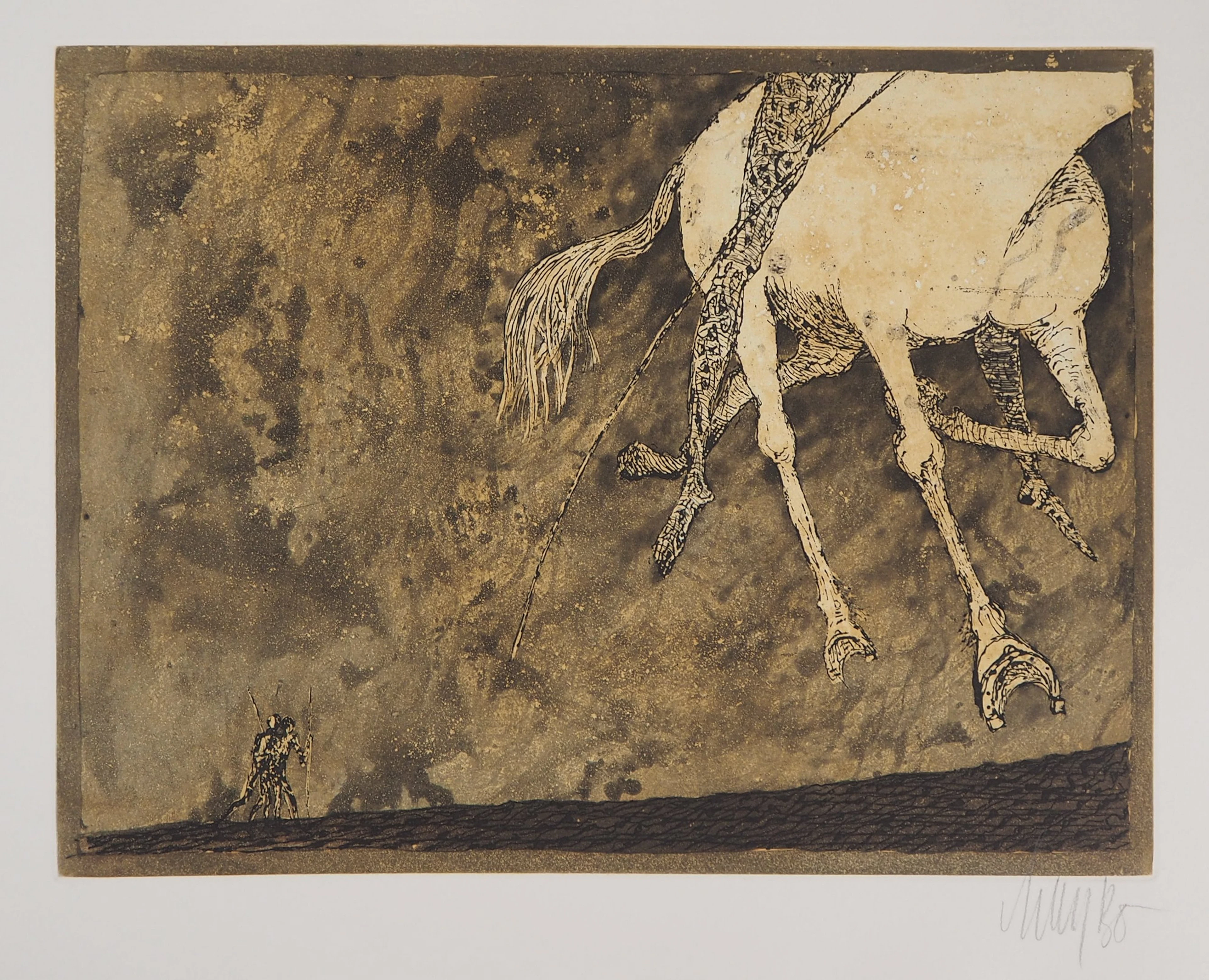 Lars BO : Le départ du cavalier, 1975 - Gravure originale signée au crayon