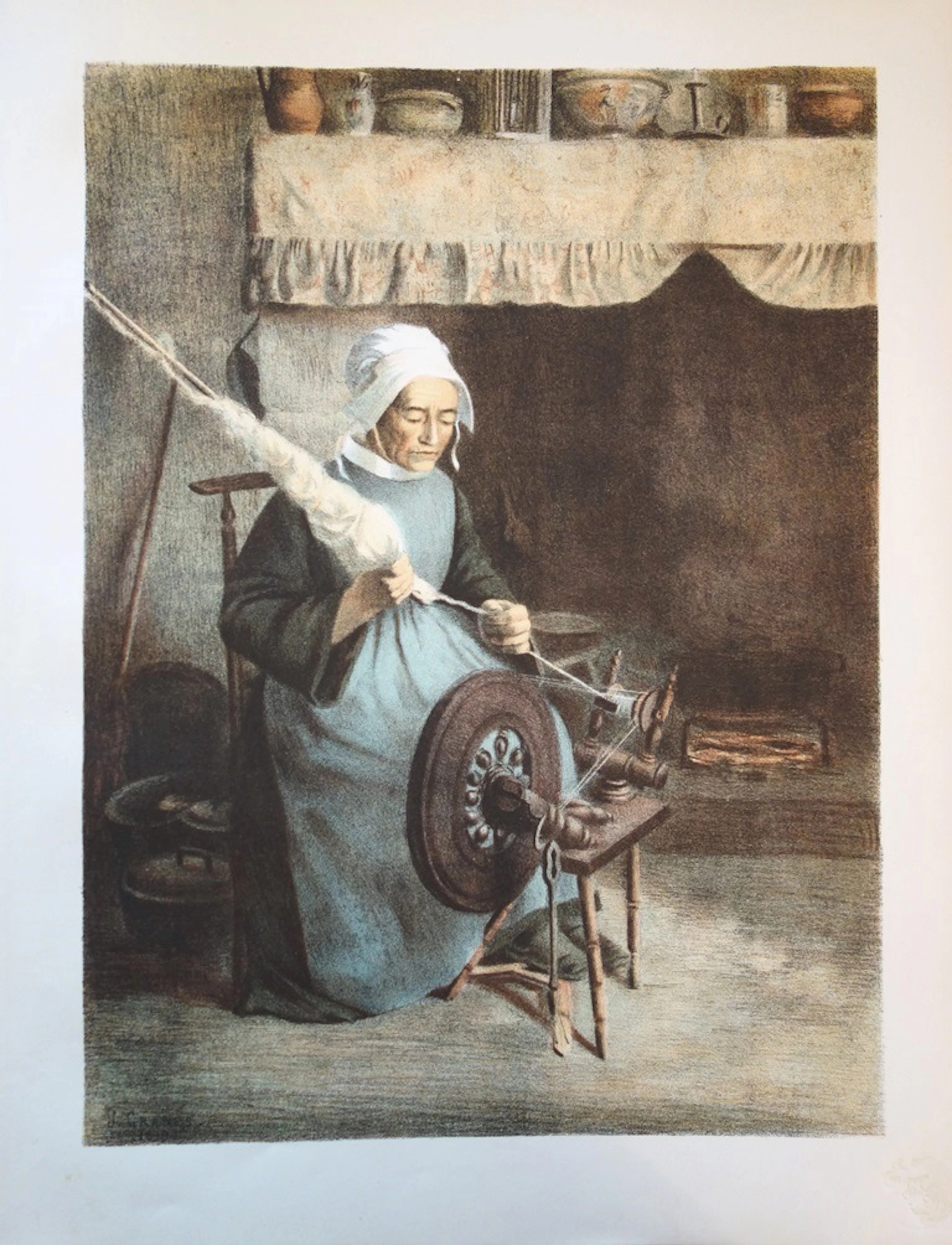 Jeanne Granès - L’Aïeule, Lithographie originale signée (1897)