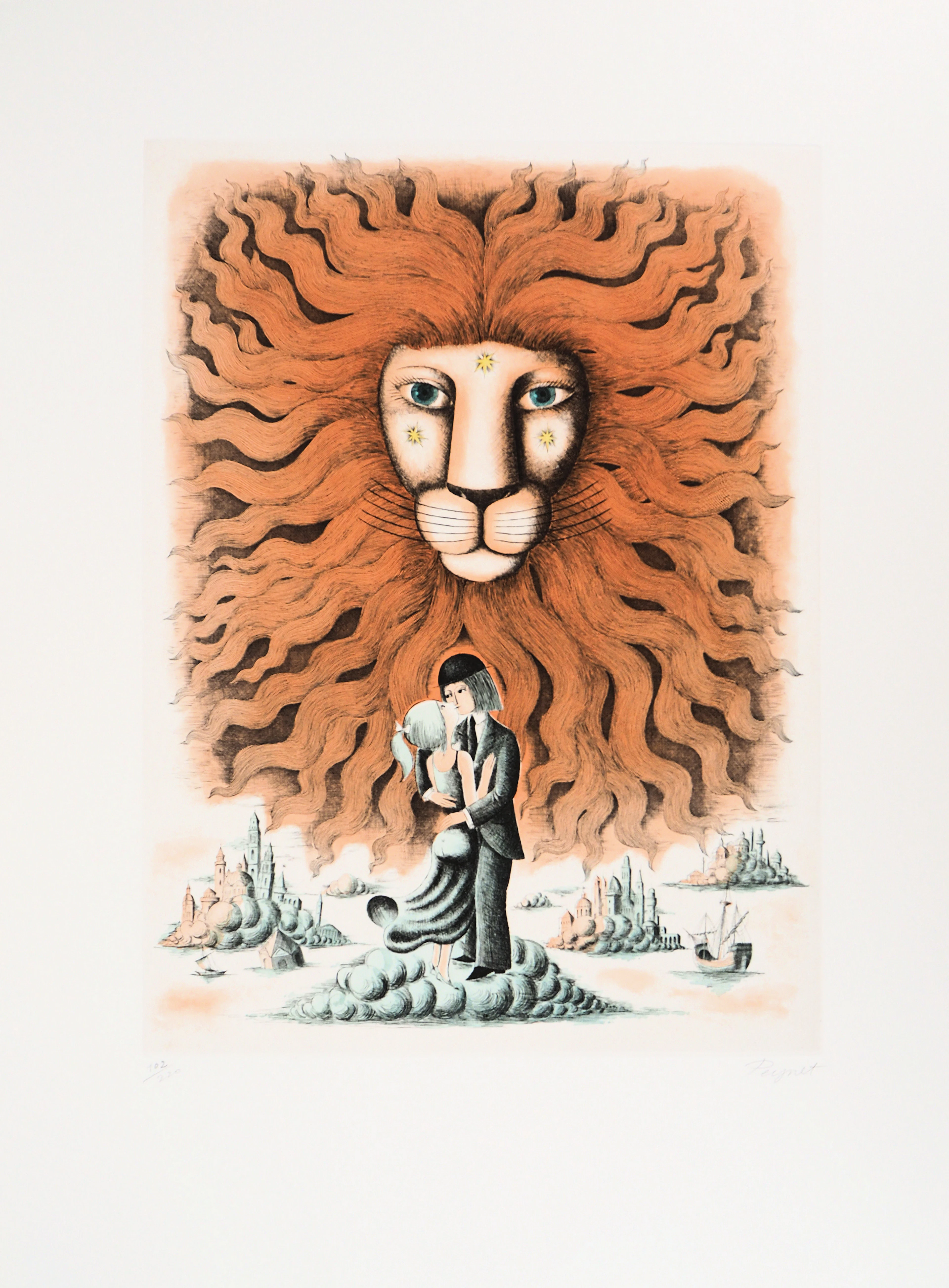 Raymond PEYNET : Signe du zodiaque, Lion - Gravure originale signée
