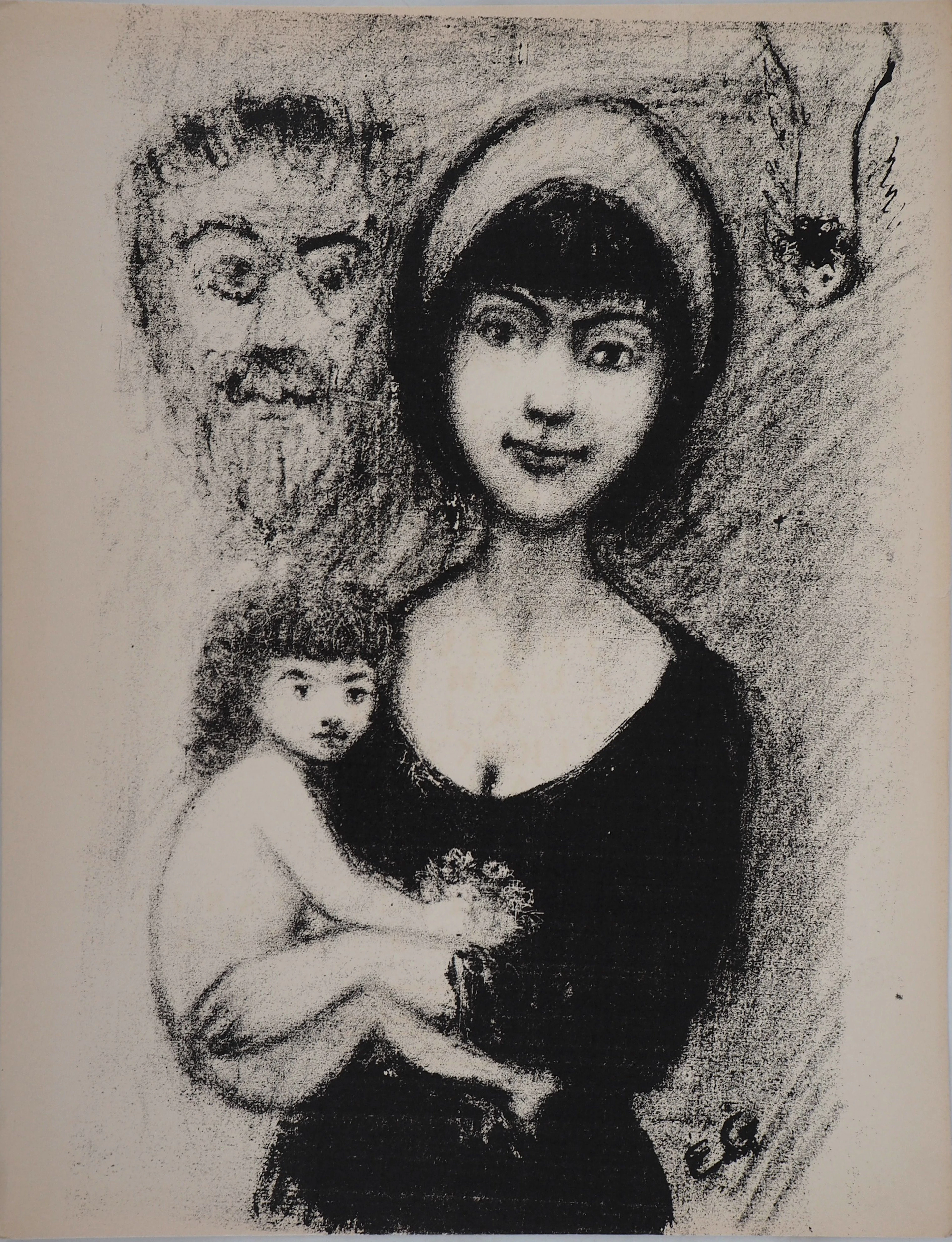 Edouard GOERG : L’amour maternel, 1951 - Sérigraphie originale