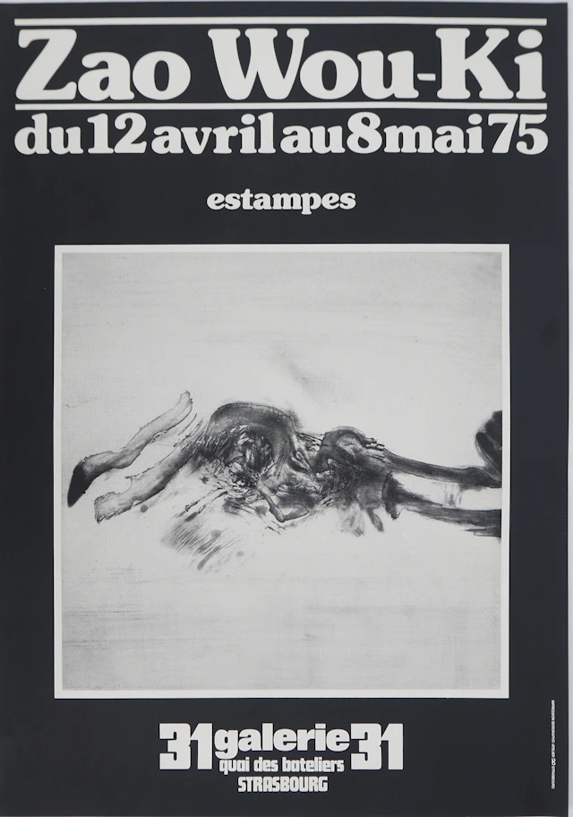 Zao WOU-KI : Composition abstraite dynamique, Affiche originale en sérigraphie