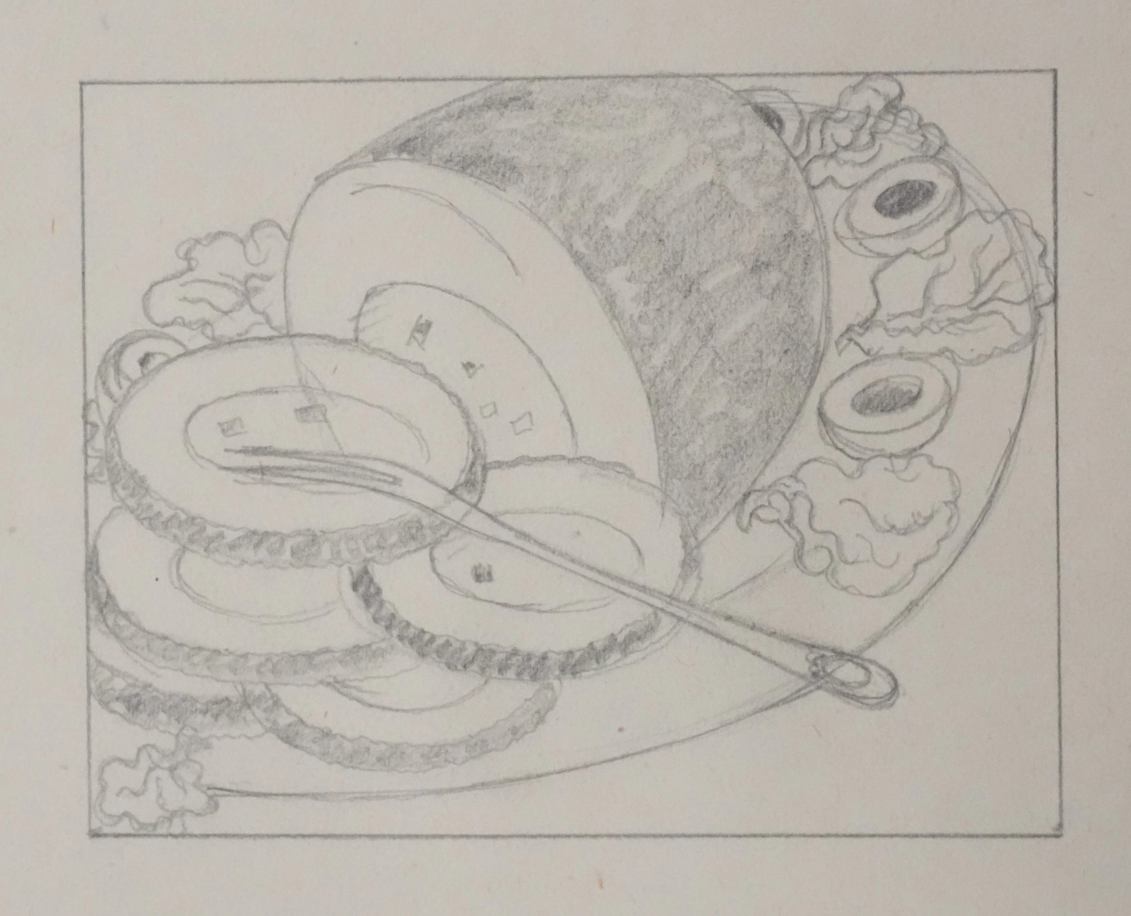 Jean-Emile LABOUREUR : Le repas, Dessin original