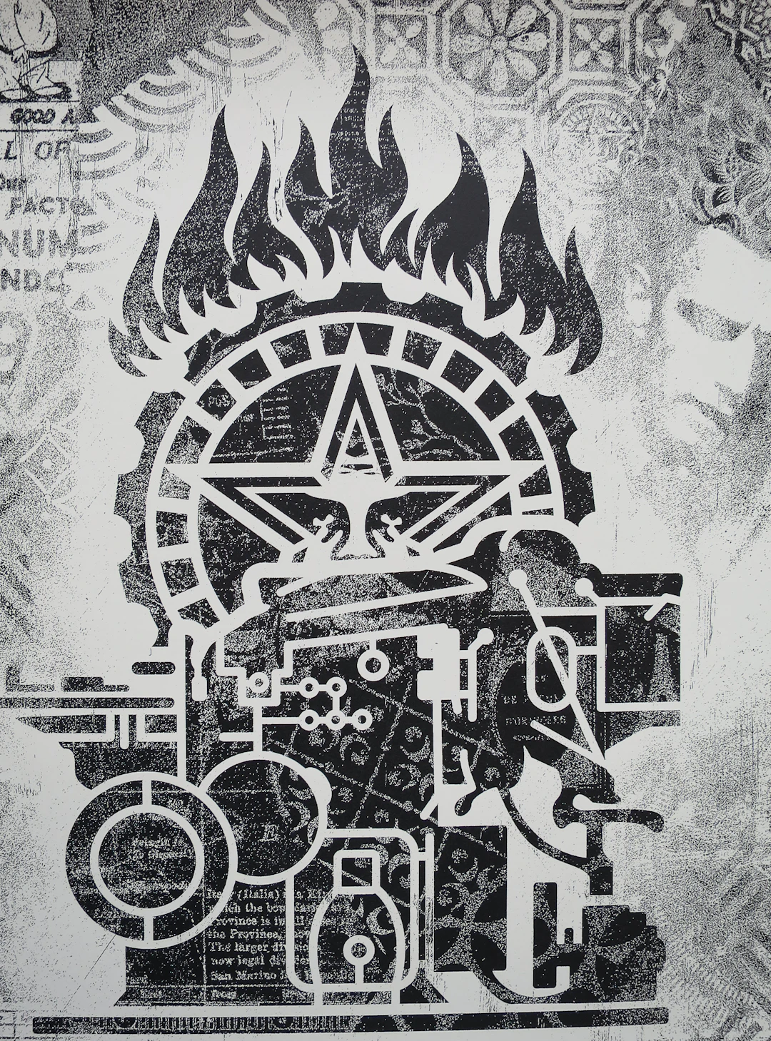 Shepard FAIREY (Obey) - Damaged Printing Press - Sérigraphie signée