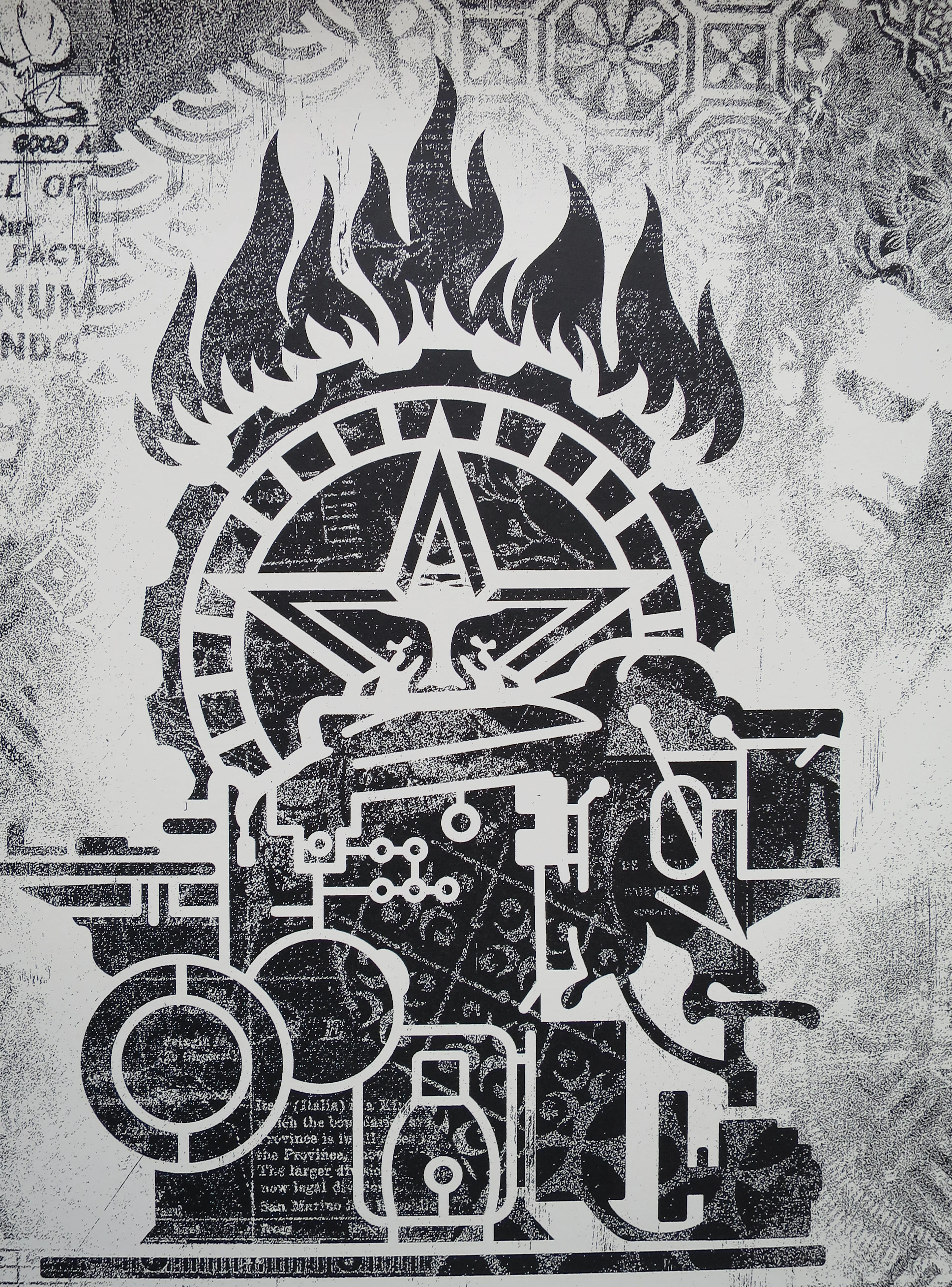 Shepard FAIREY (Obey) - Damaged Printing Press - Sérigraphie signée