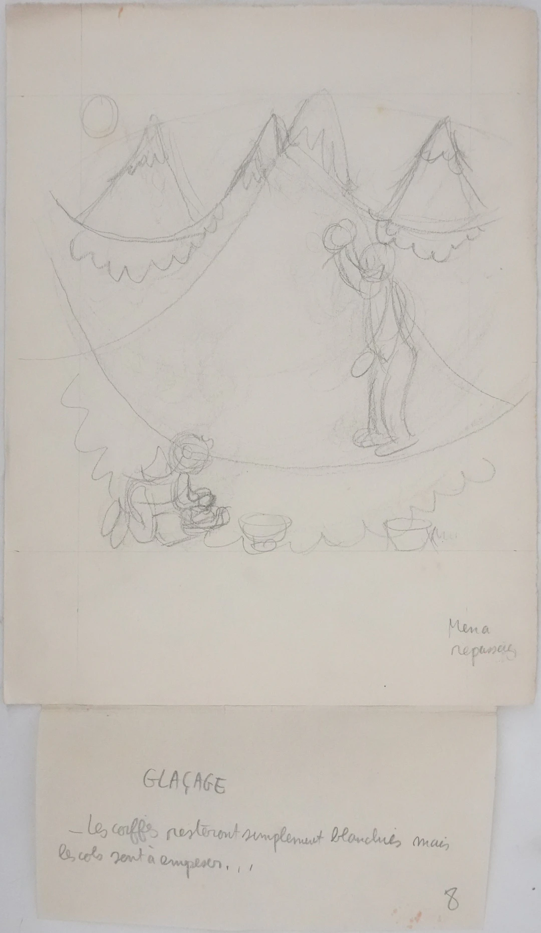 Jean EFFEL : Glaçage, Dessin préparatoire original