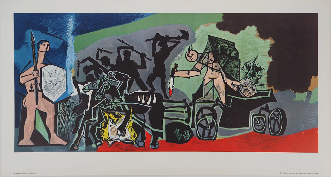 Pablo PICASSO : La guerre - Photolithographie en couleurs