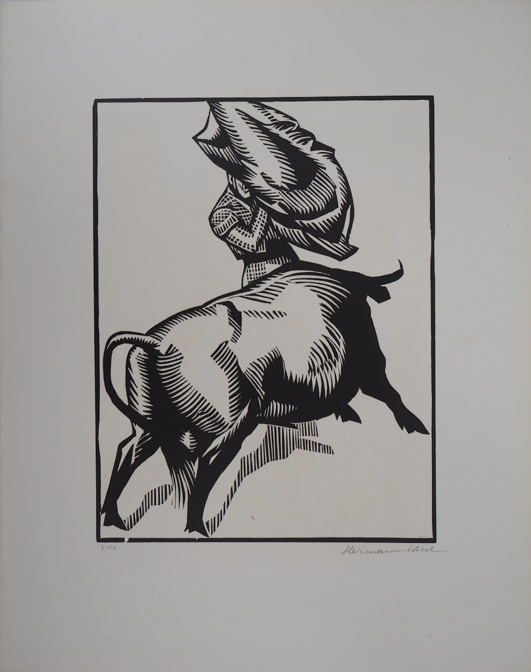 HERMANN-PAUL : Tauromachie, Une passe de muleta - Bois gravé original