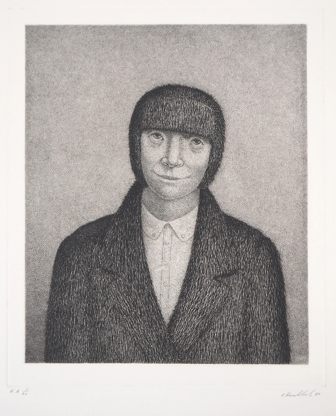 Victor KOULBAK : Portrait d’homme, 1980 - Gravure originale signée au crayon