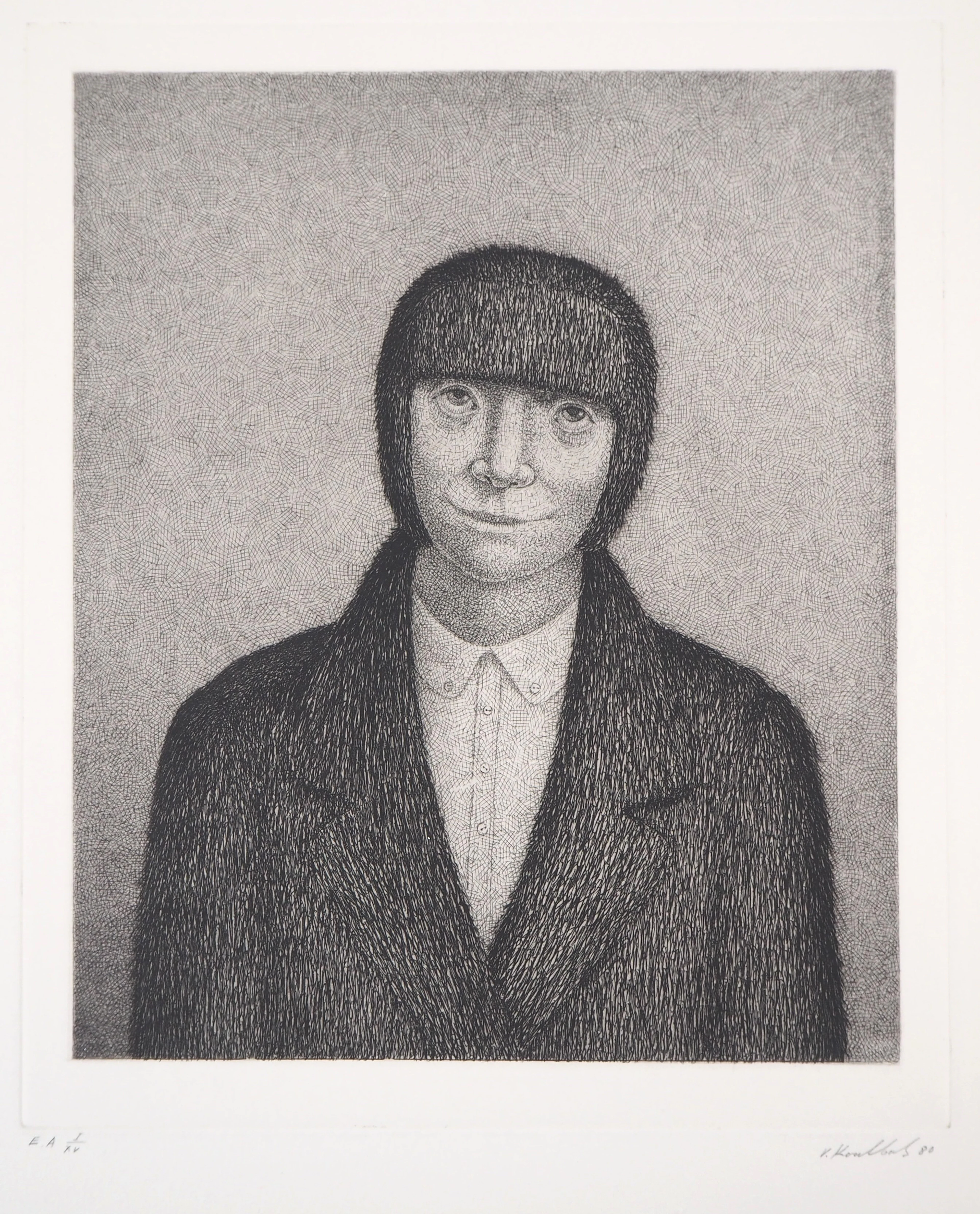 Victor KOULBAK : Portrait d’homme, 1980 - Gravure originale signée au crayon