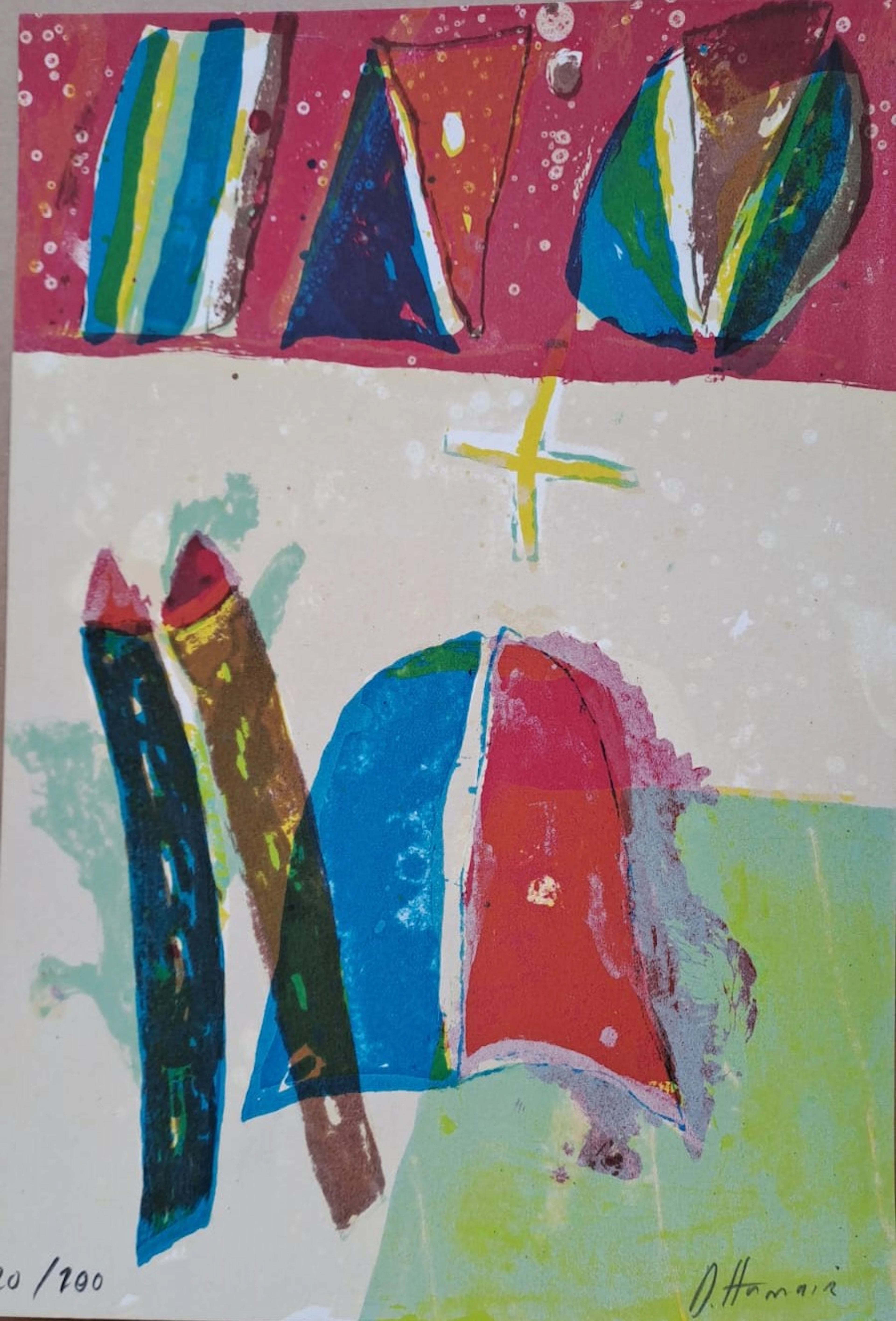 Daniel Humair - Composition II - Lithographie originale signée et numérotée