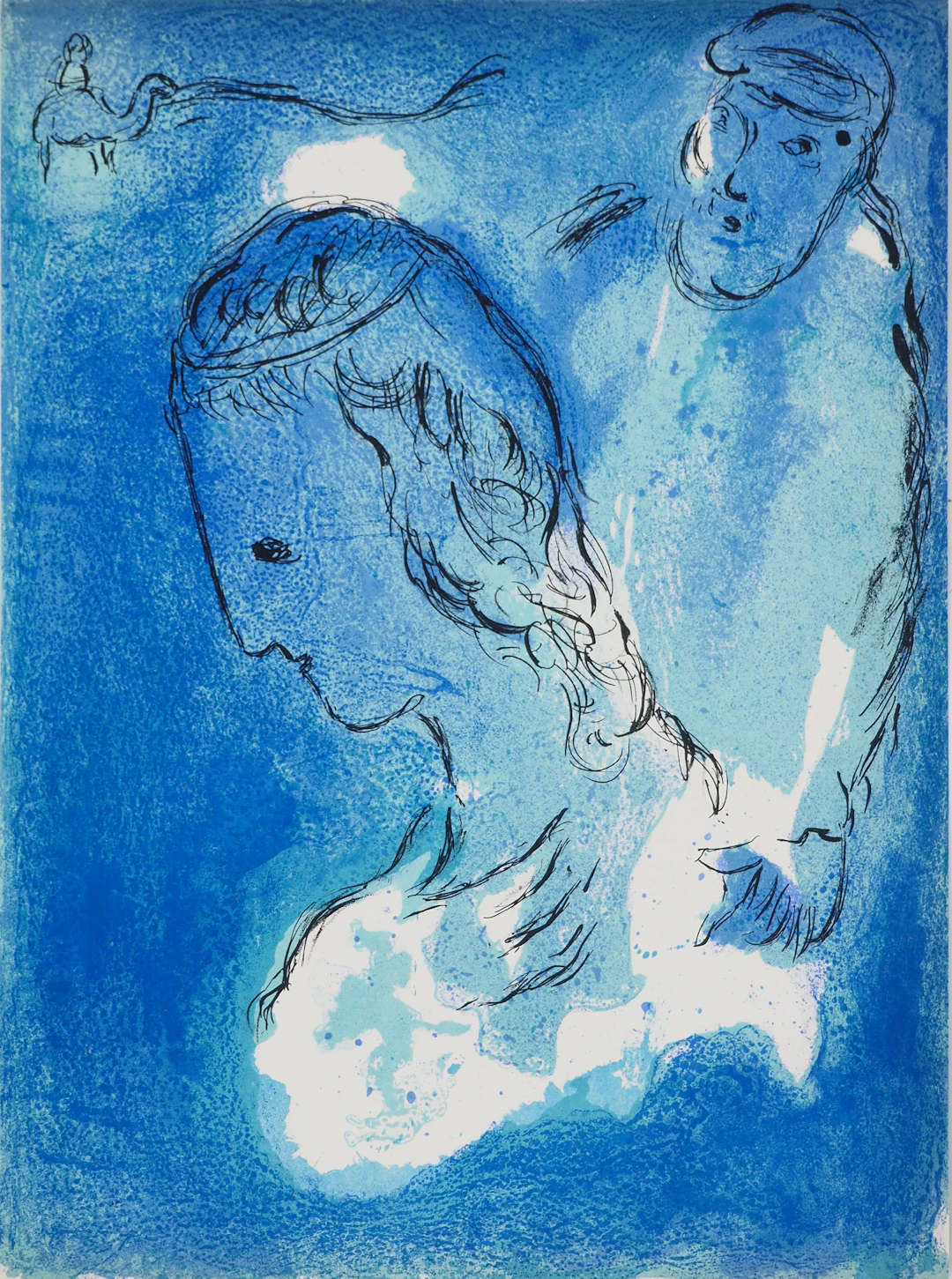 Marc CHAGALL : La Bible, Le jeune couple dans le désert, Lithographie originale