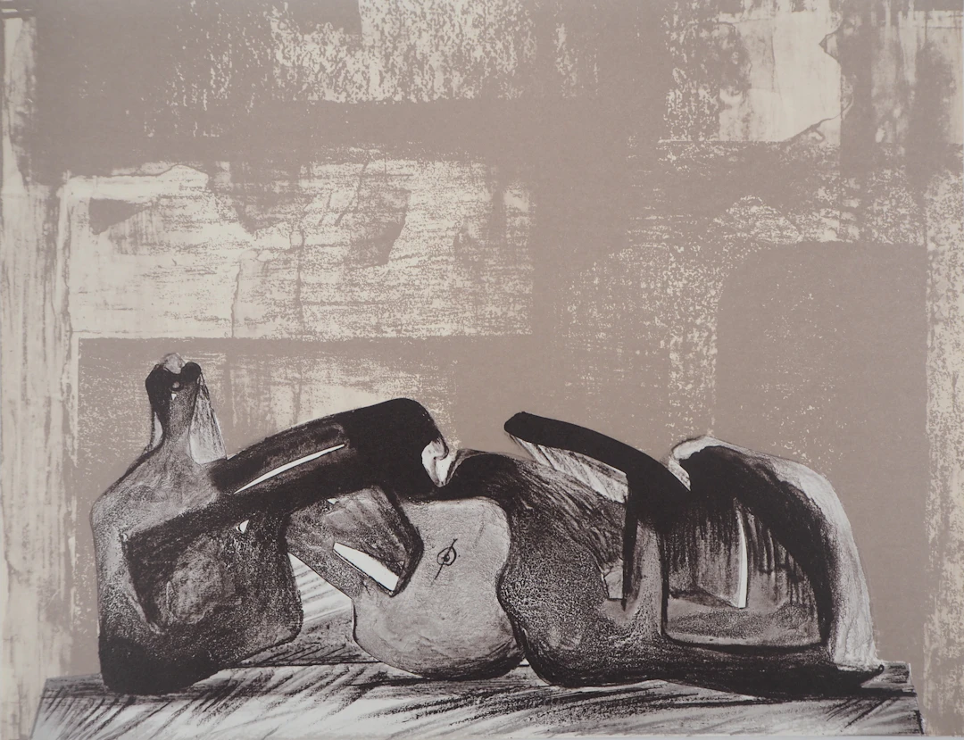 Henry MOORE : Figure allongée - Lithographie originale