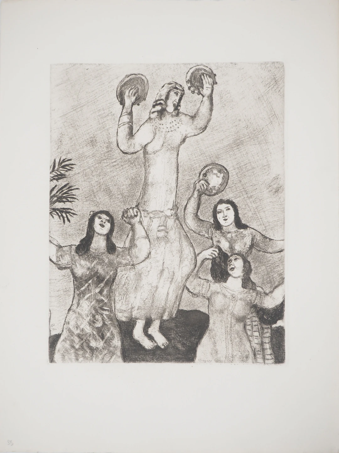 Marc CHAGALL : Danse de Marie, sœur de Moïse, Gravure originale signée