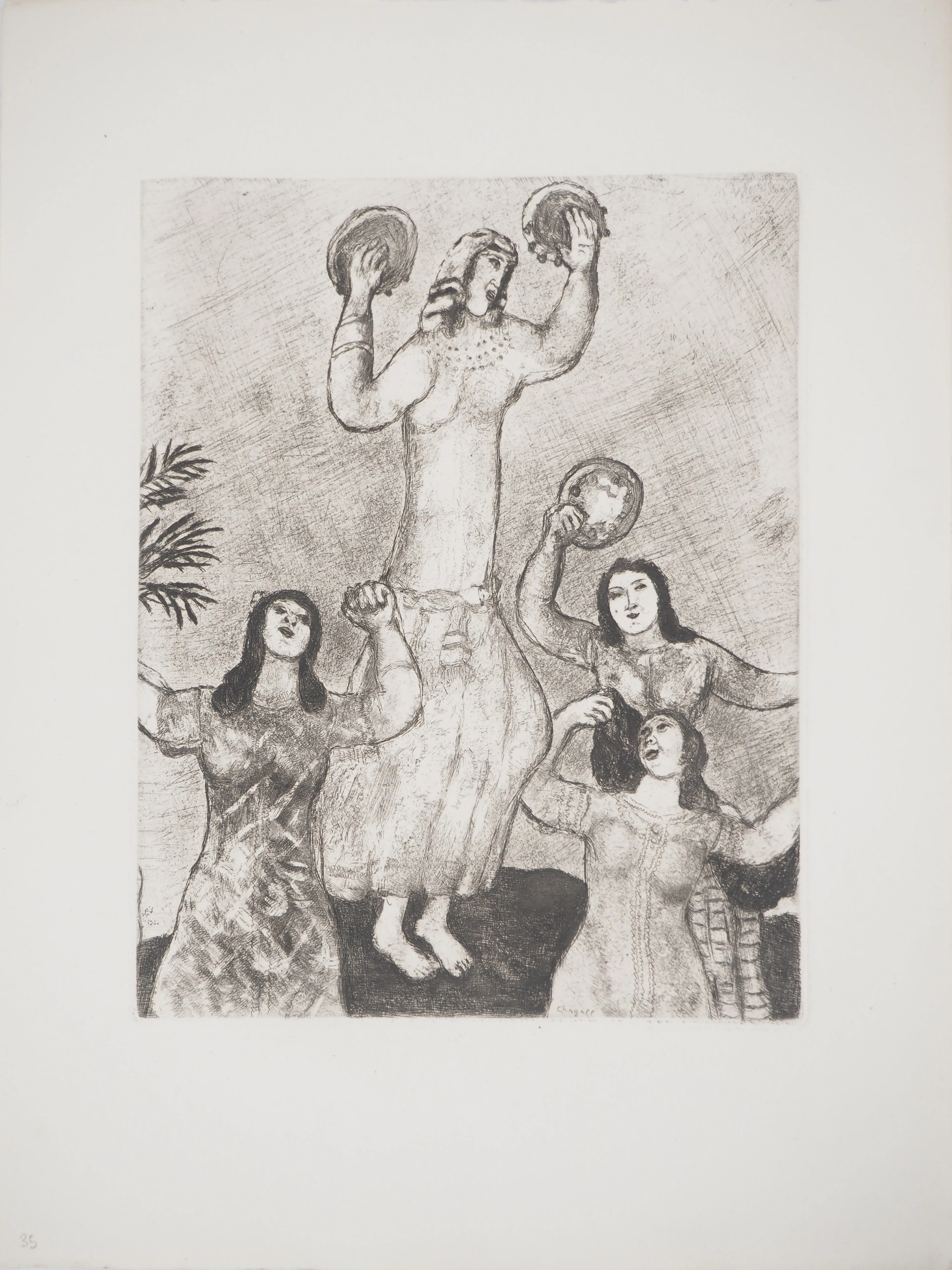 Marc CHAGALL : Danse de Marie, sœur de Moïse, Gravure originale signée