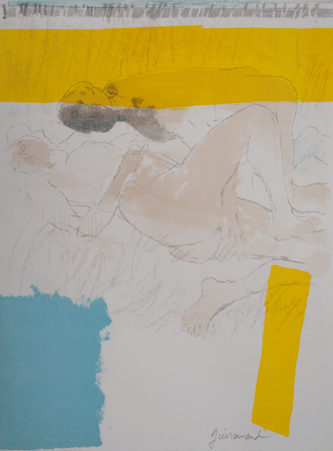 Paul GUIRAMAND : Les amants au petit matin - Lithographie originale