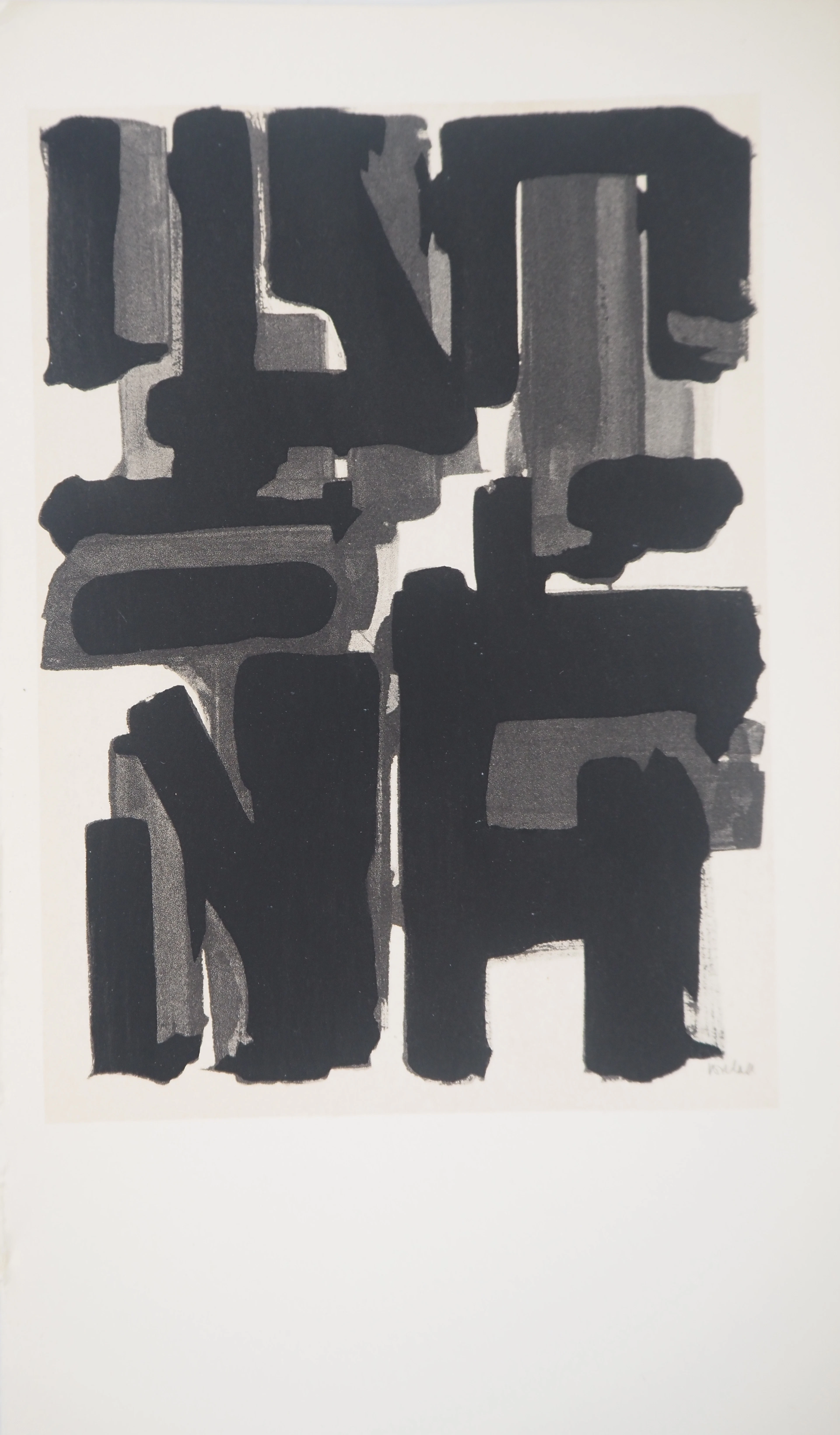 Pierre SOULAGES - Gouache 9, 1957 - Lithographie et pochoir signé