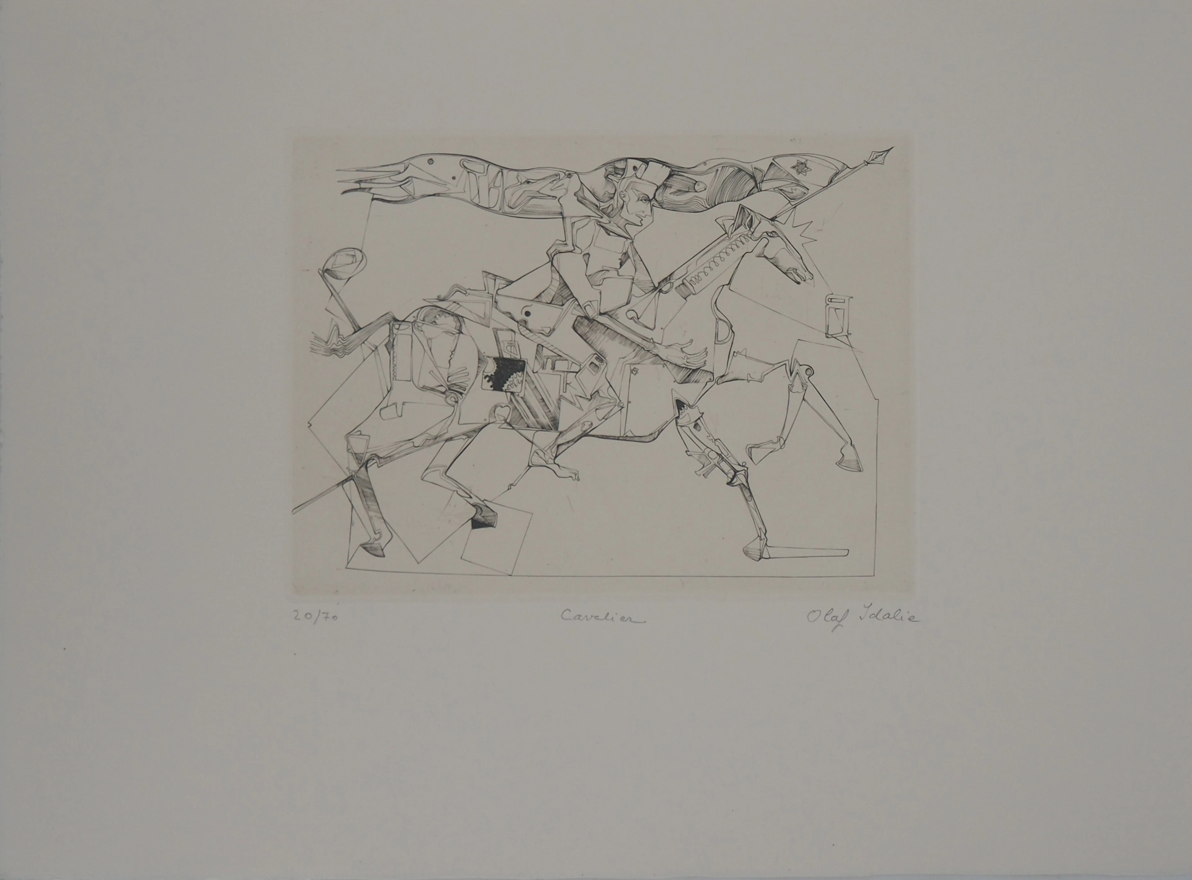Olaf IDALIE : Cavalier - Gravure originale signée