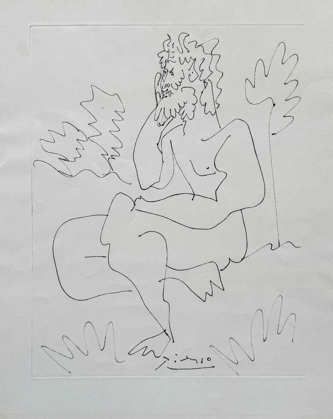 Pablo PICASSO - Homme pensif, 1954 - Gravure originale signée dans la planche