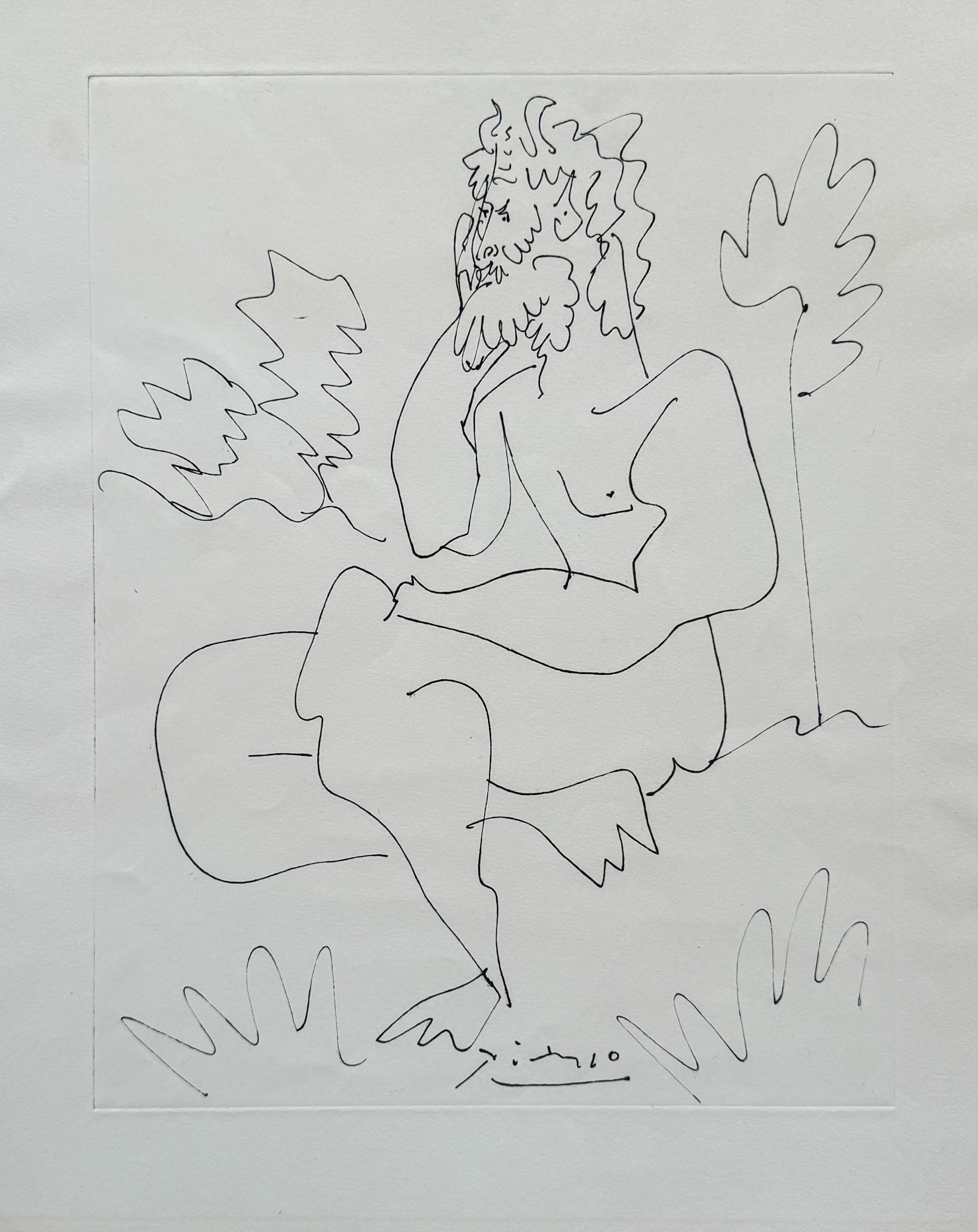 Pablo PICASSO - Homme pensif, 1954 - Gravure originale signée dans la planche