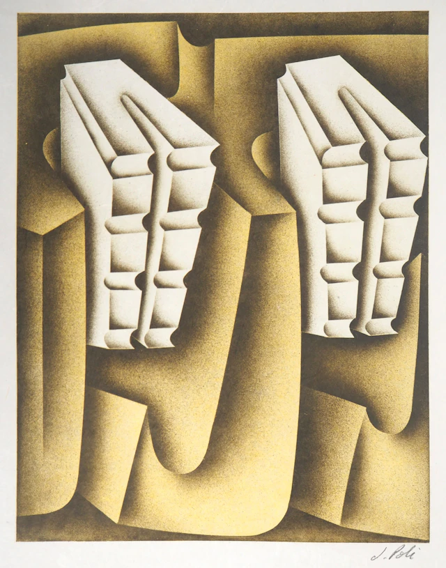 Jacques POLI : Composition futuriste - Lithographie originale signée