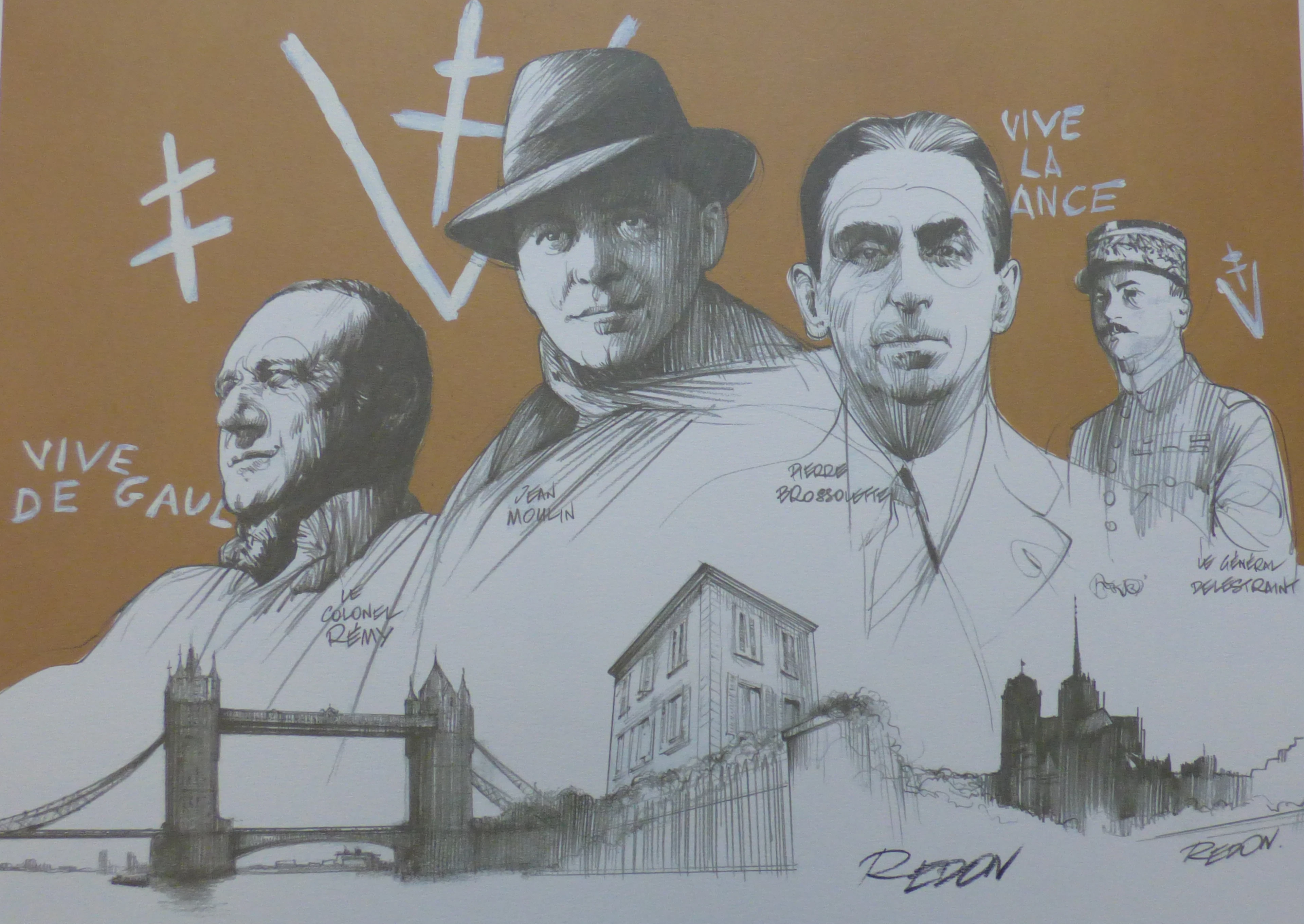 Jacky REDON - 10 Dessins caricaturaux signés dans la planche, 2001