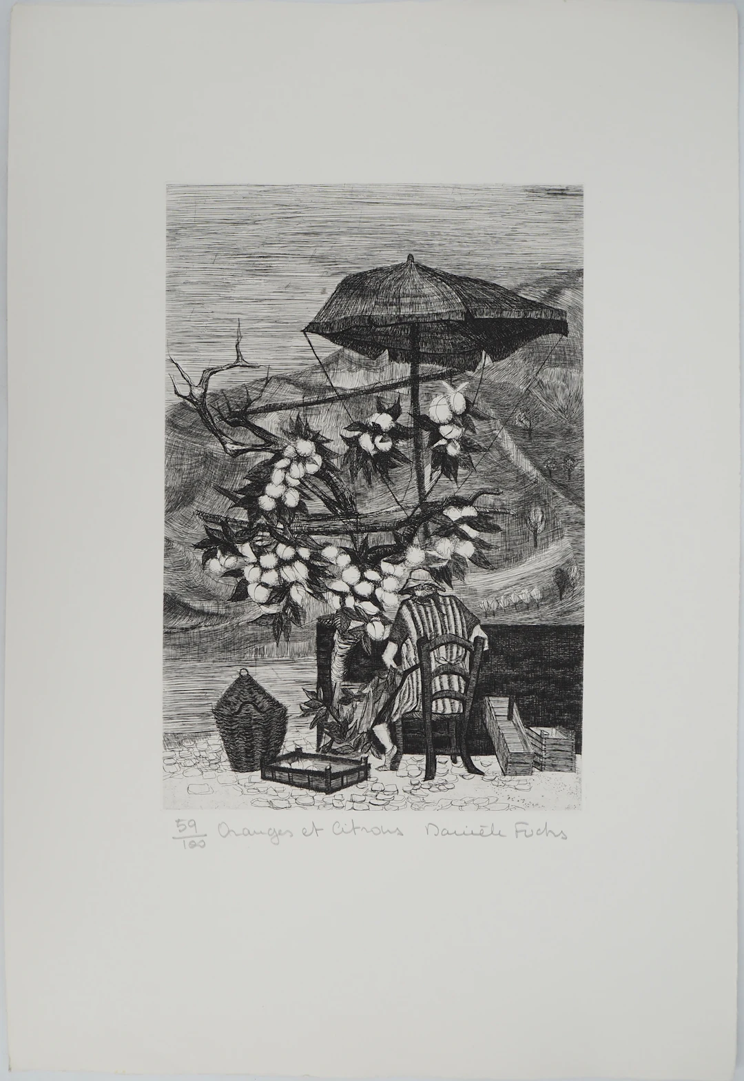 Danièle FUCHS (1931-2013), Oranges et citrons, 1966 - Gravure sur
