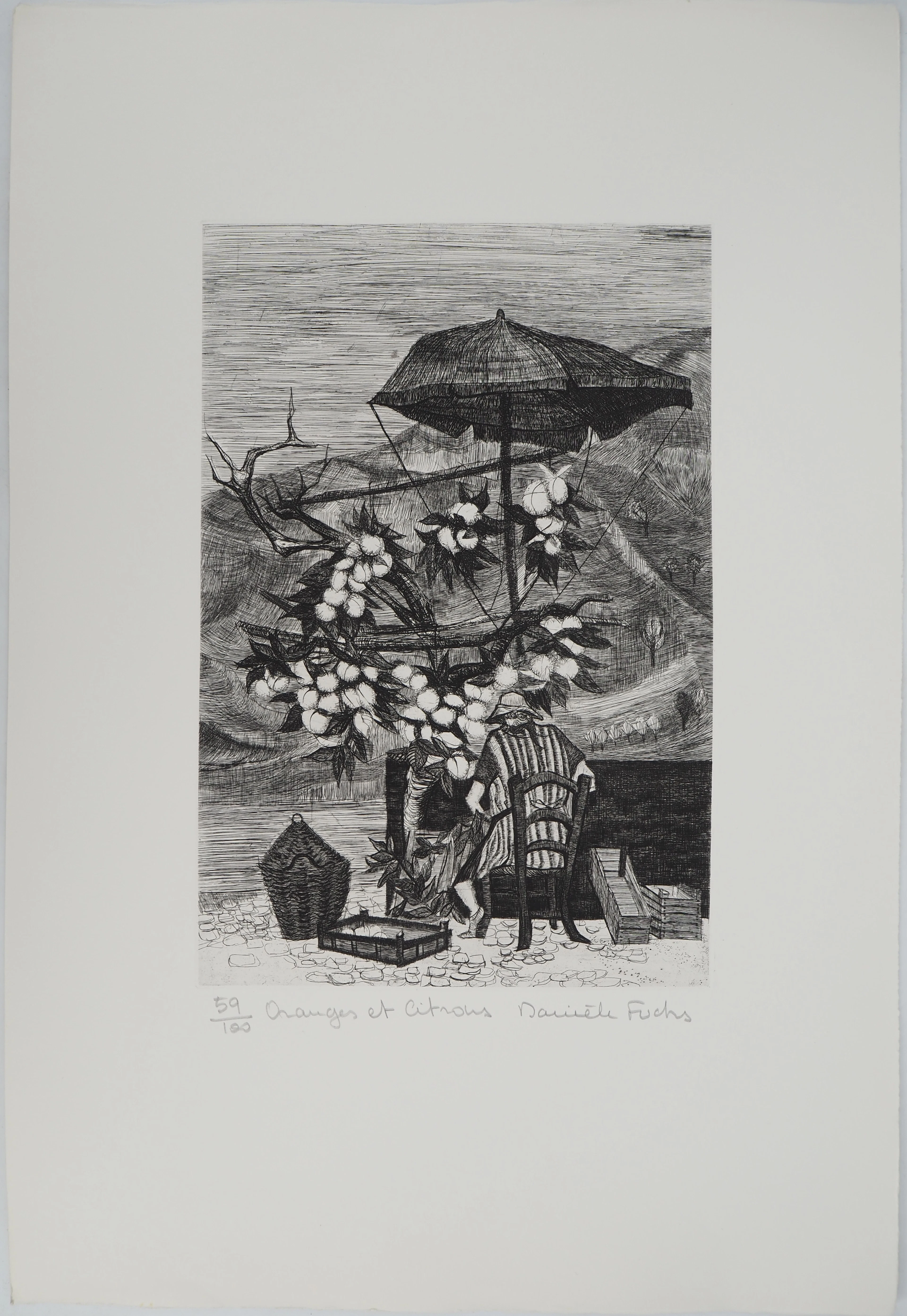 Danièle FUCHS (1931-2013), Oranges et citrons, 1966 - Gravure sur
