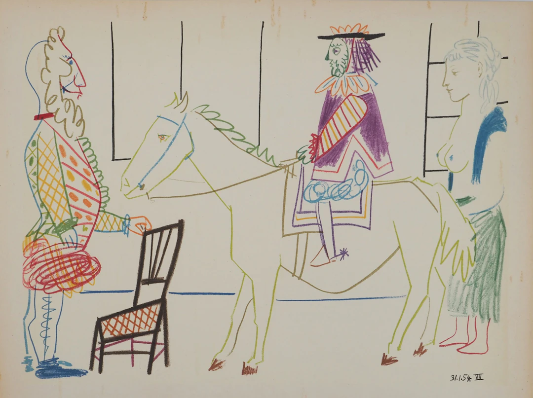 Pablo PICASSO : Courtisan, roi et femme dénuée, Lithographie