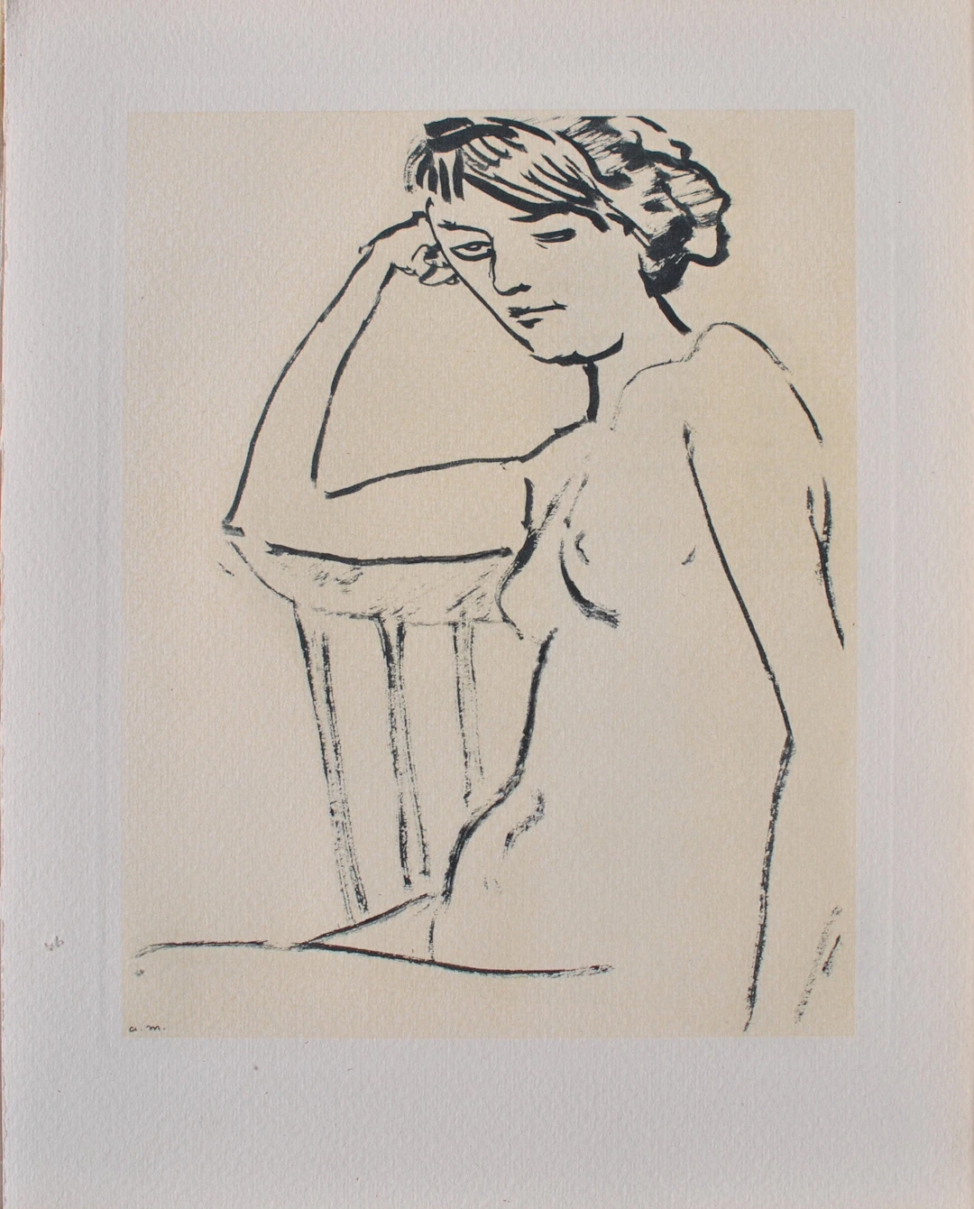 Albert MARQUET : Nu à la chaise , Gravure signée