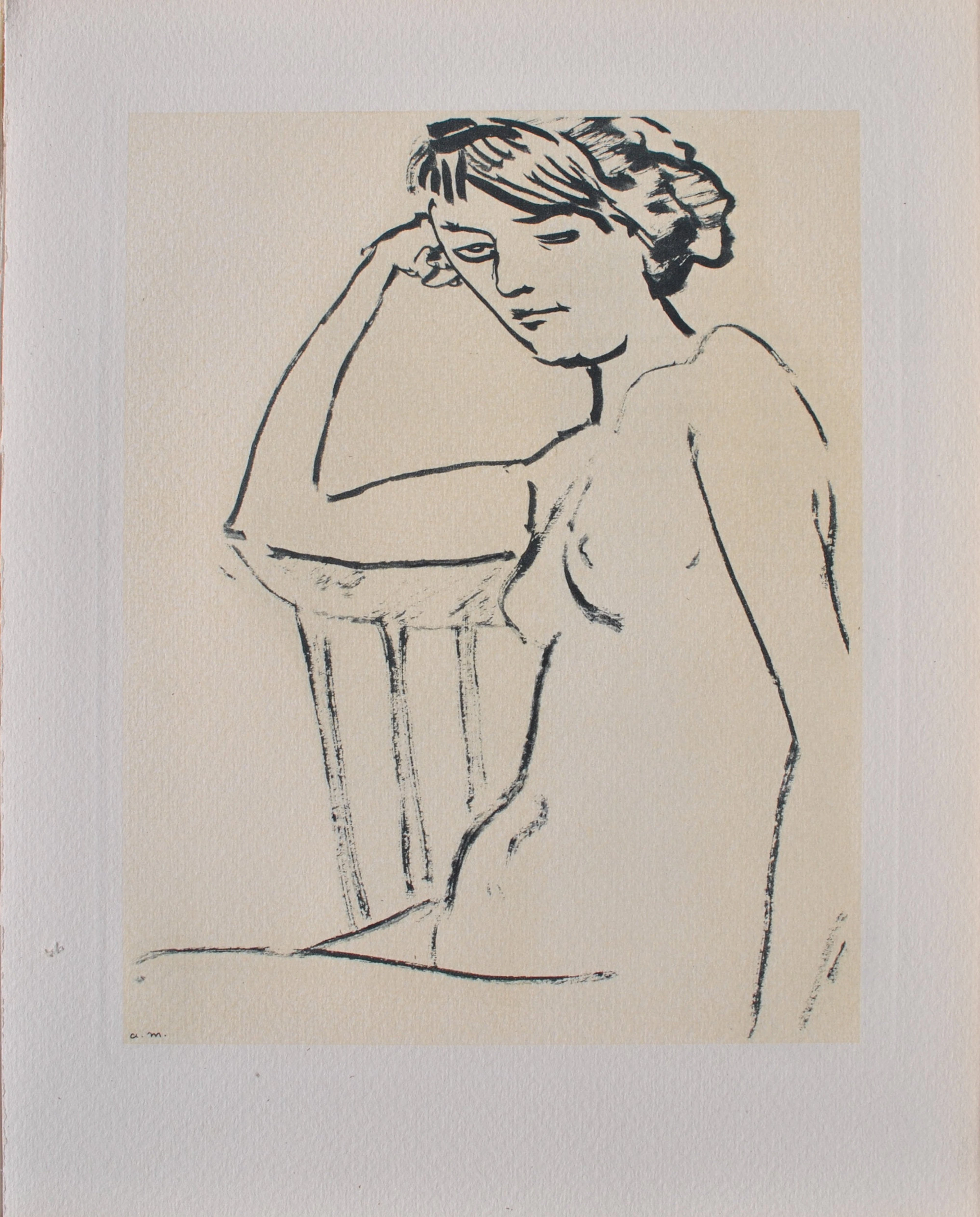 Albert MARQUET : Nu à la chaise , Gravure signée
