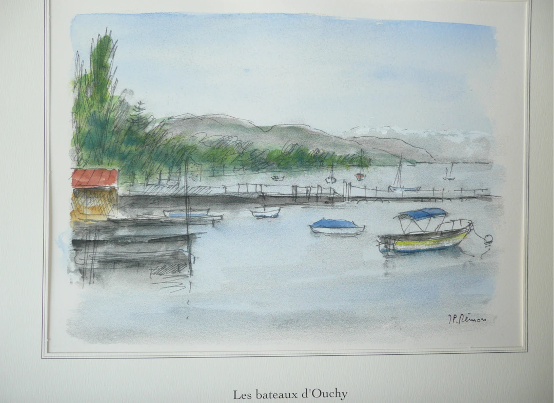 Jean Pierre REMON - Les bateaux d’Ouchy, 2008 - Aquarelle originale signée