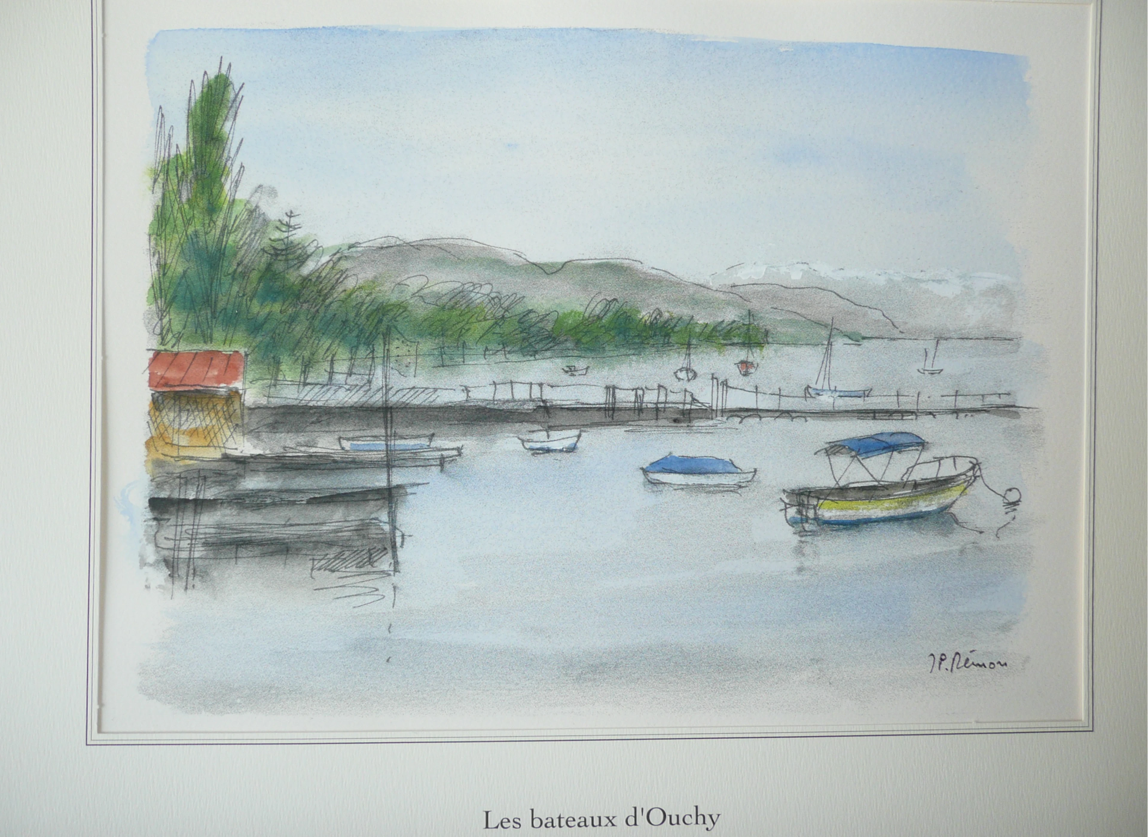 Jean Pierre REMON - Les bateaux d’Ouchy, 2008 - Aquarelle originale signée
