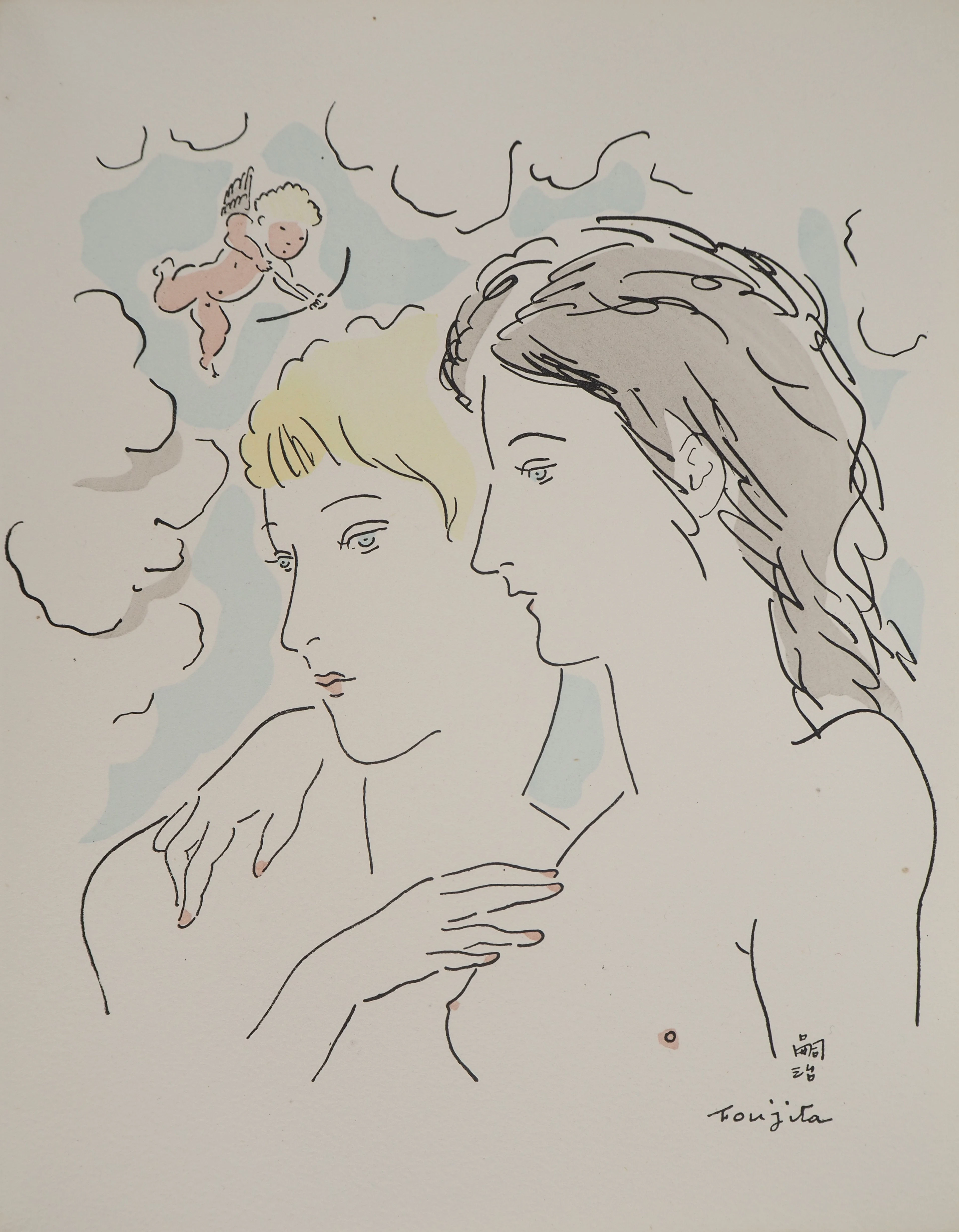 Léonard Tsuguharu FOUJITA : Les amantes - Gravure originale signée