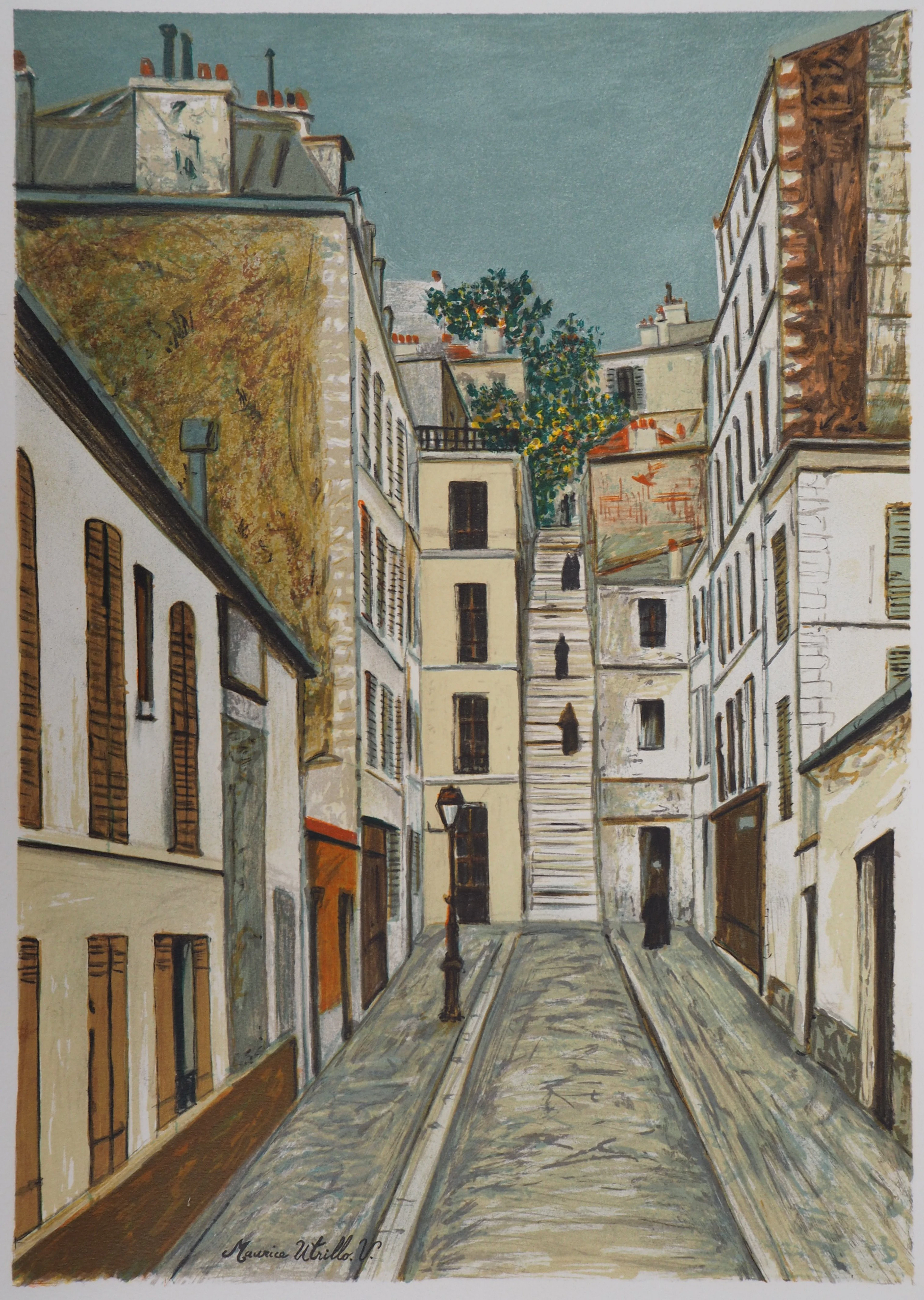 Maurice UTRILLO - Passage Cottin à Montmartre - Lithographie signée
