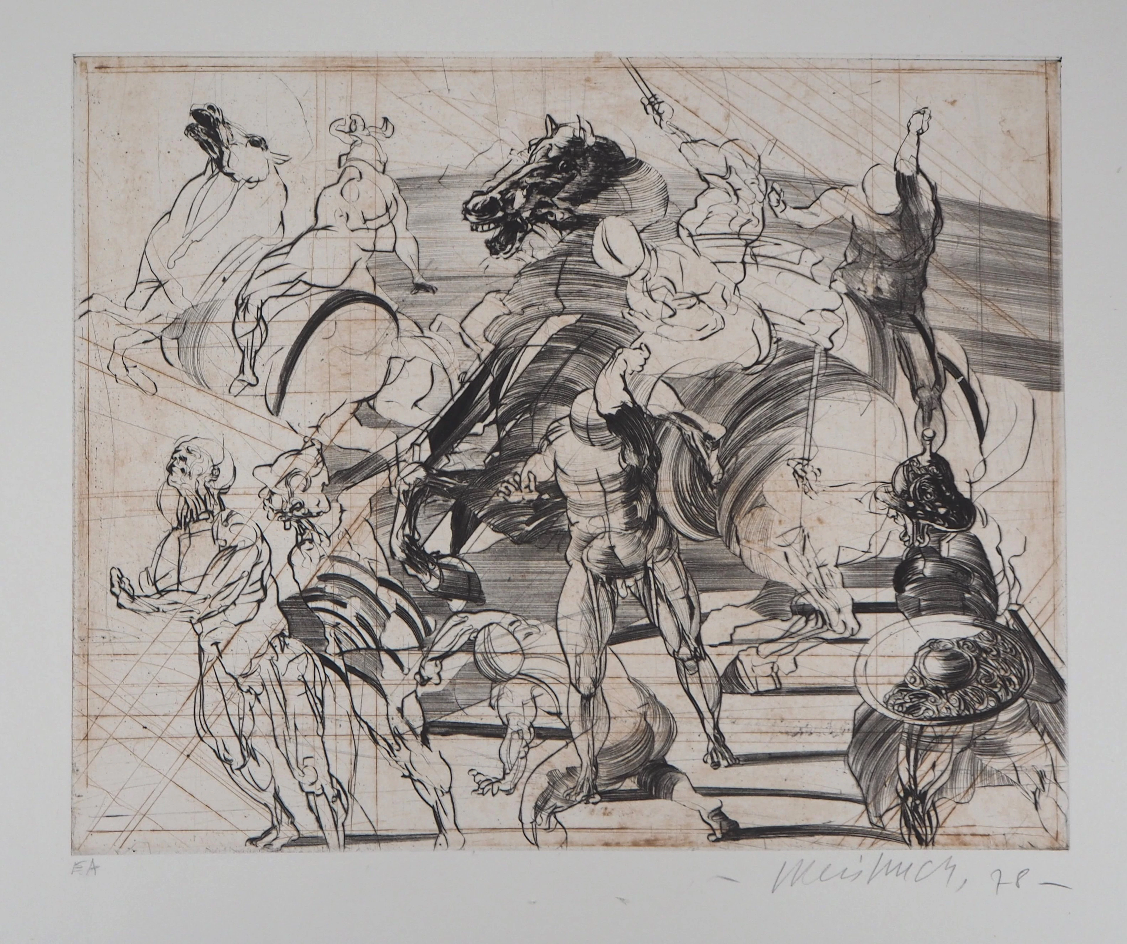 Claude WEISBUCH : Massacre, 1978 - Gravure originale signée