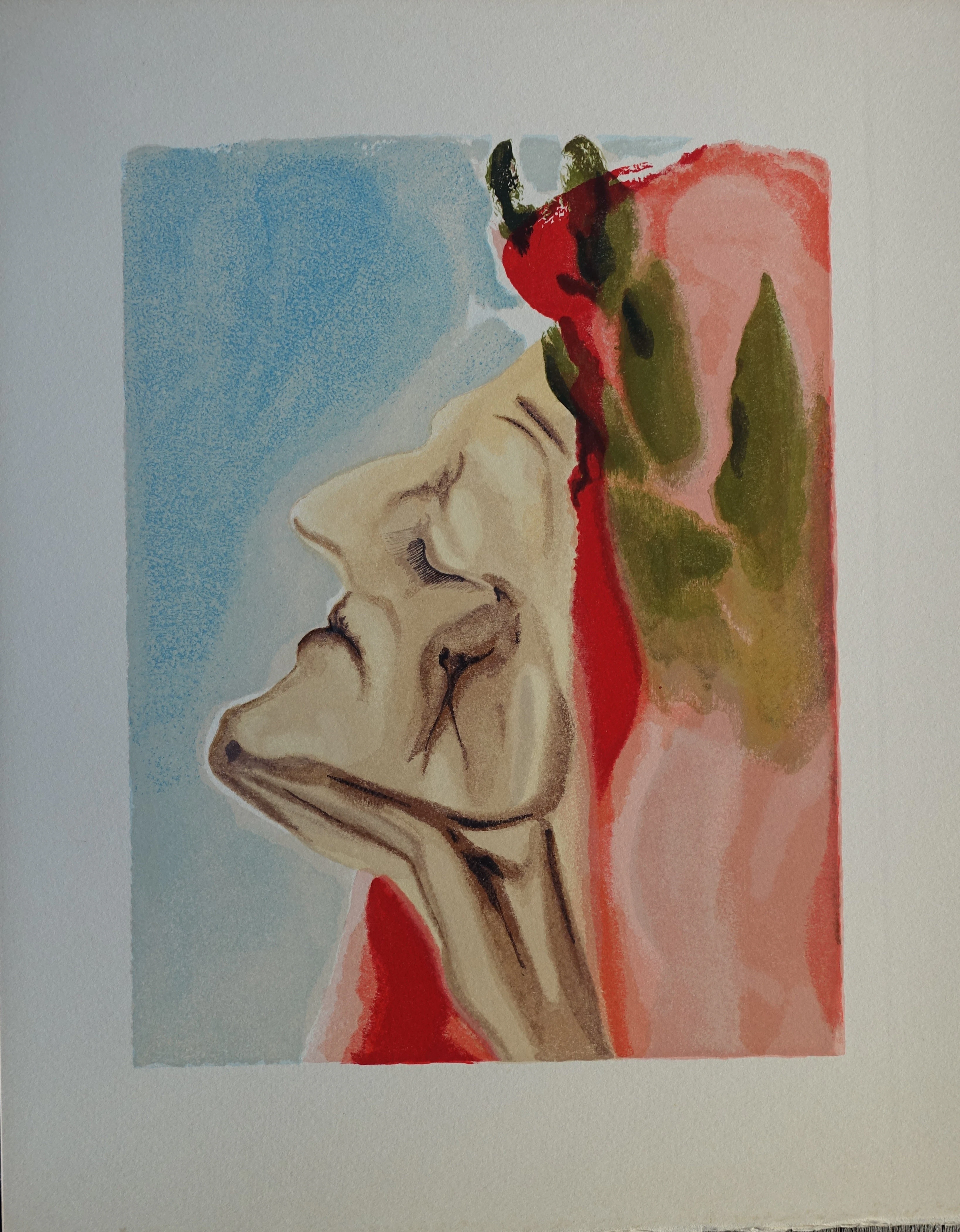 Salvador DALI : Le doute de Dante, Bois gravé original