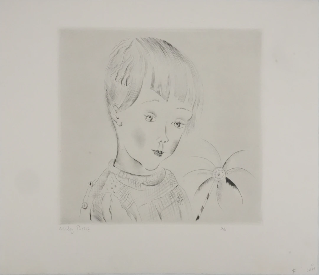 Mily POSSOZ : Le garçon au petit palmier - Gravure originale signée