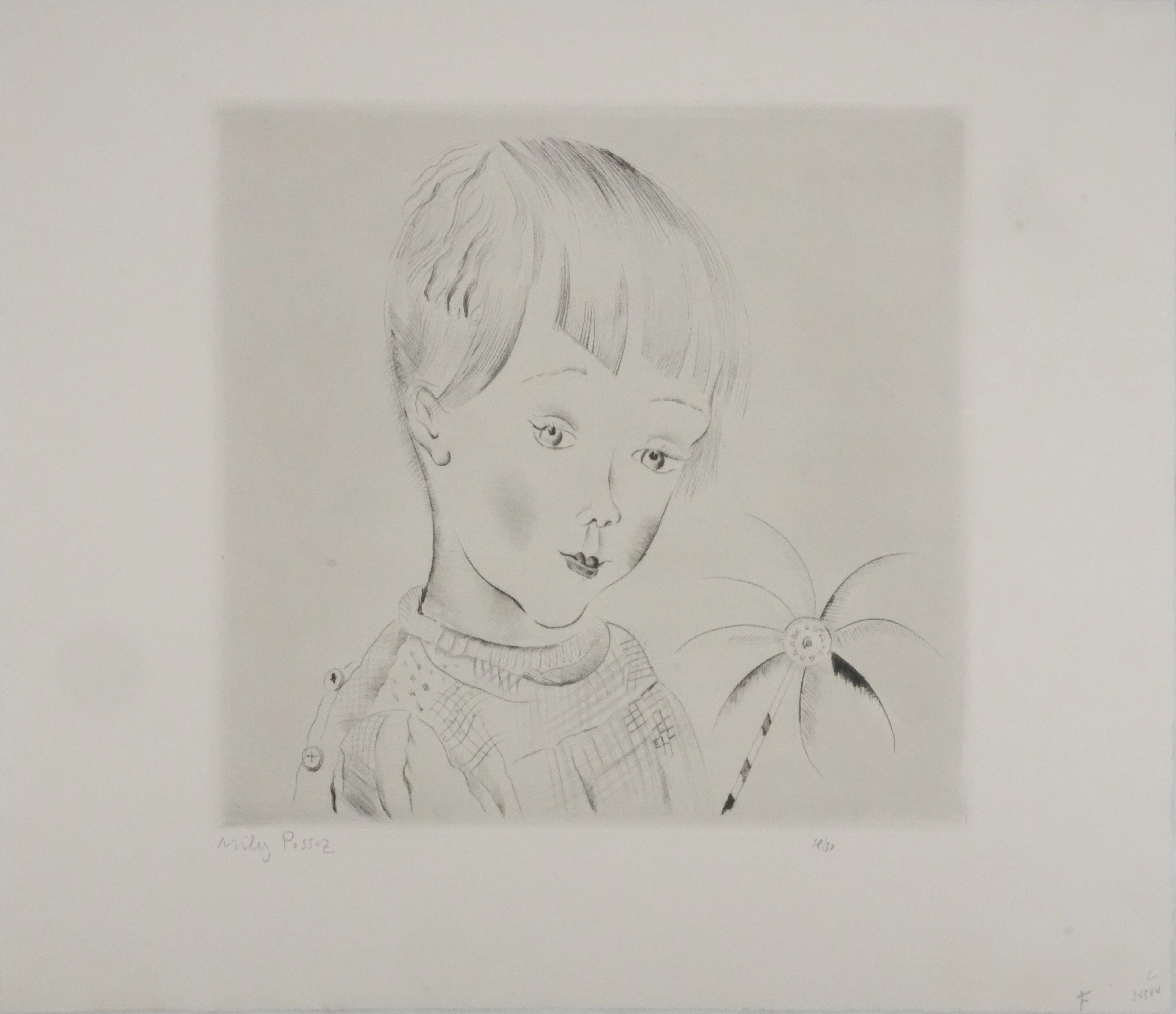 Mily POSSOZ : Le garçon au petit palmier - Gravure originale signée