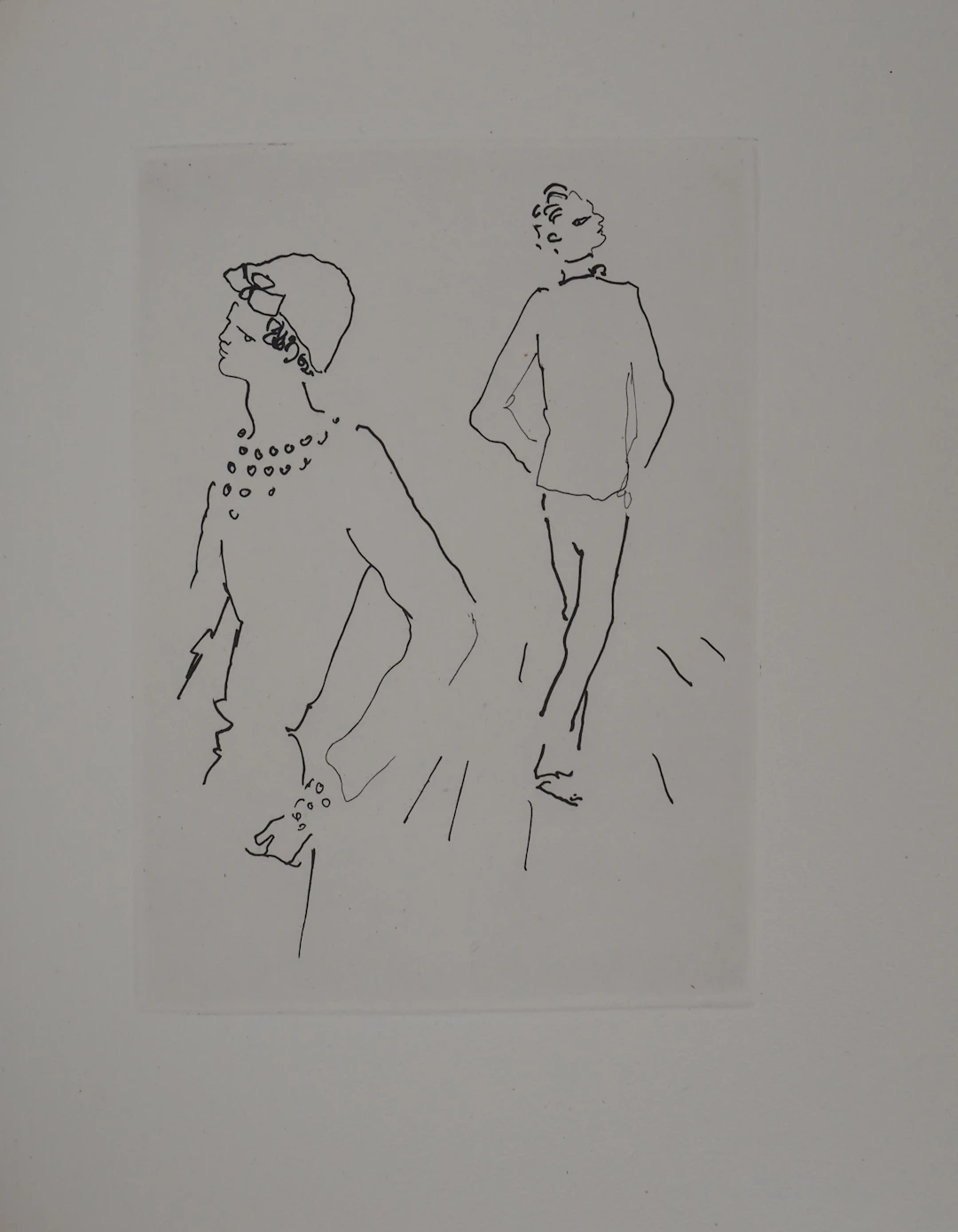 Jean COCTEAU : Le bal du comte d'Orgel, La distance, gravure originale