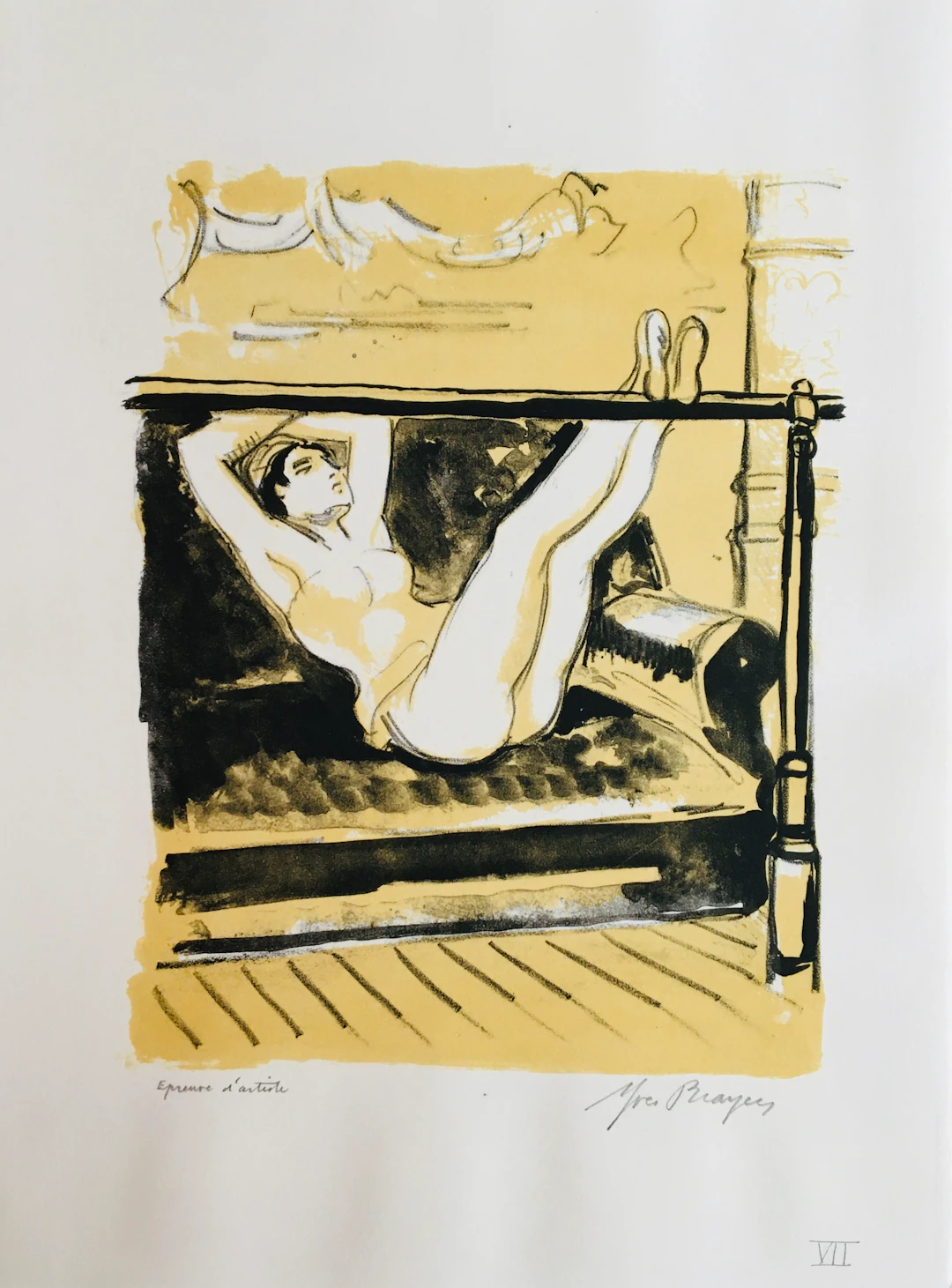 Yves BRAYER - Le repos au foyer de la danse, 1969 - Lithographie signée