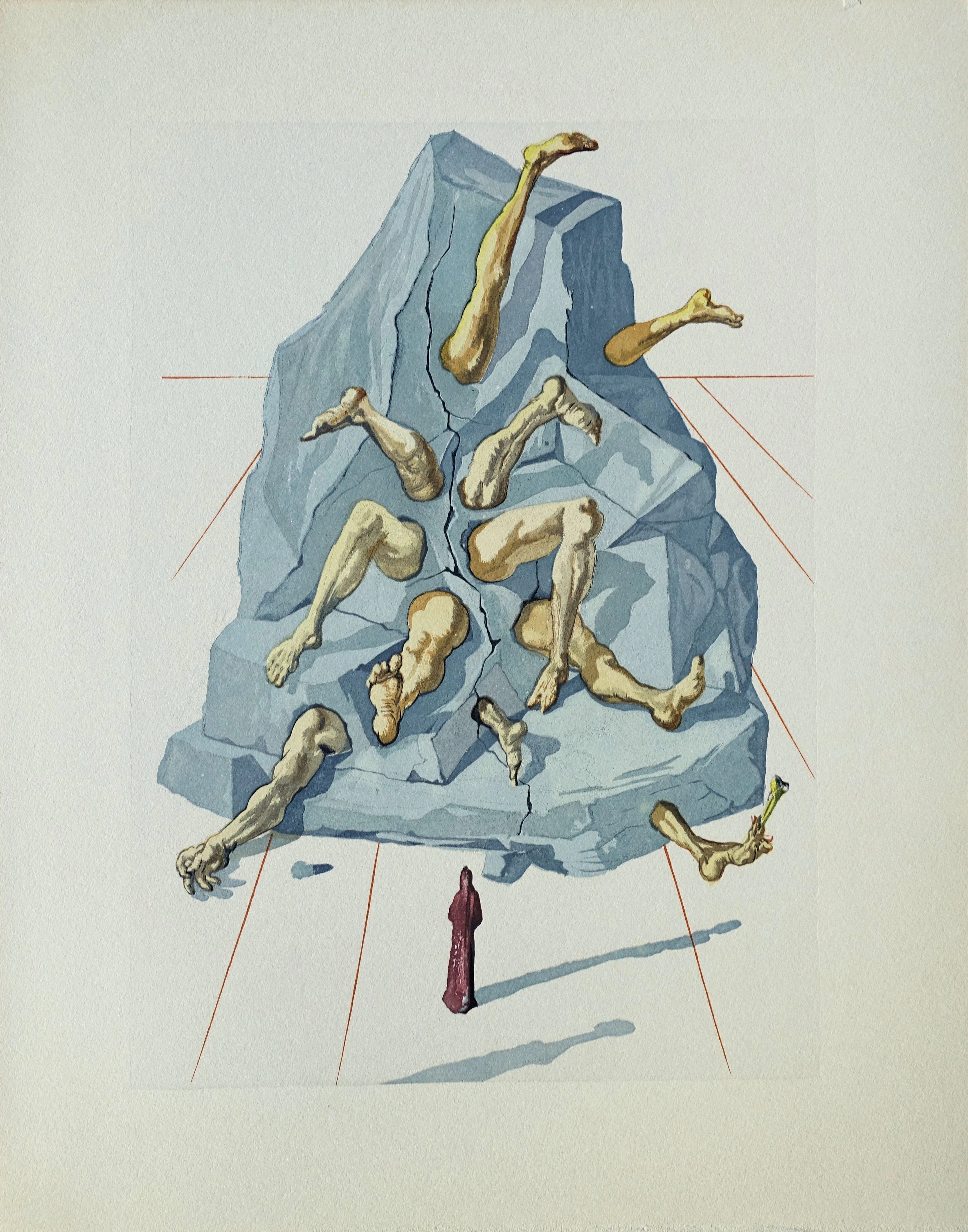 Salvador DALI : Les habitants de Prato, Bois gravé original