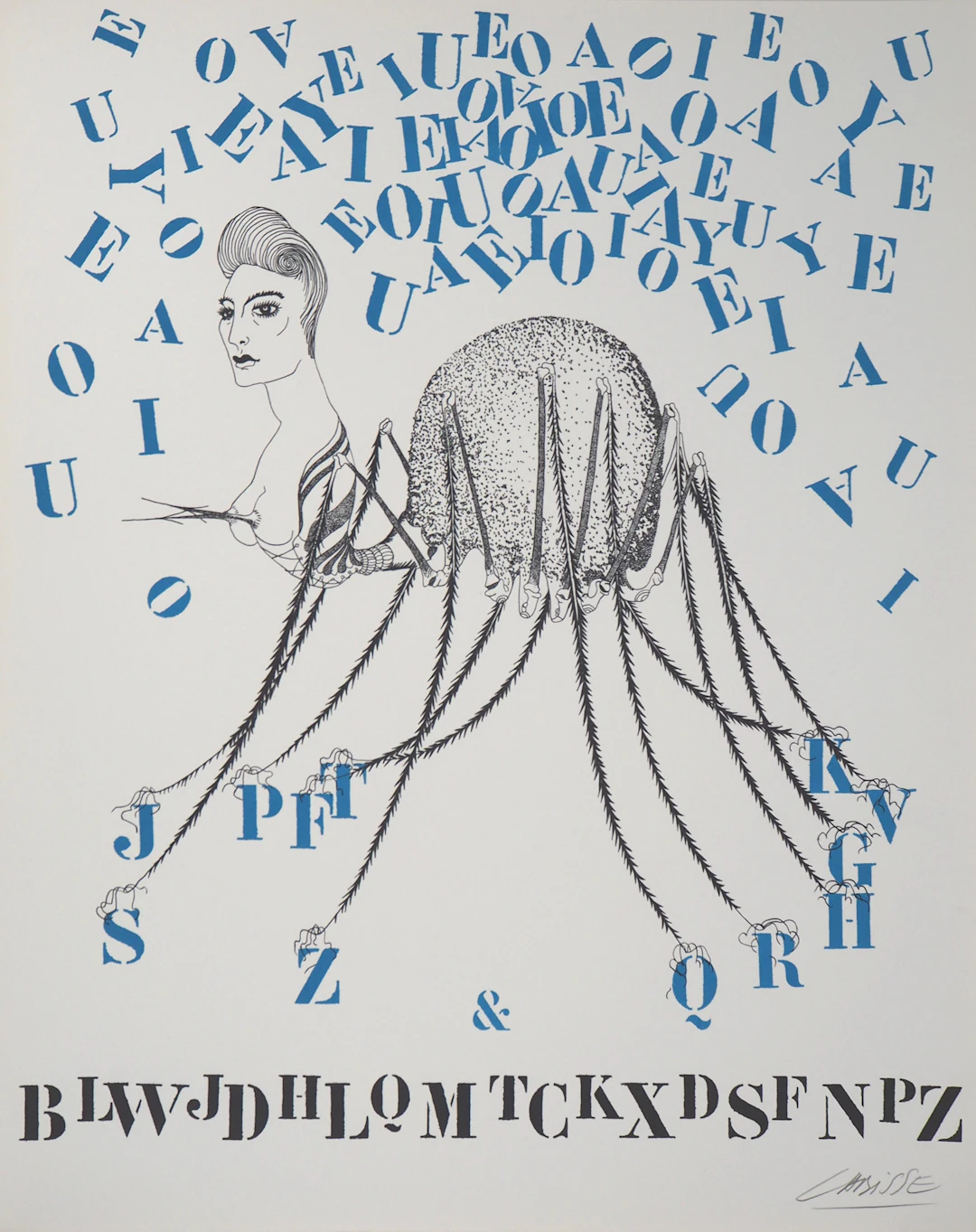 Félix LABISSE : La Tarentule des lettres, Lithographie originale, Signée