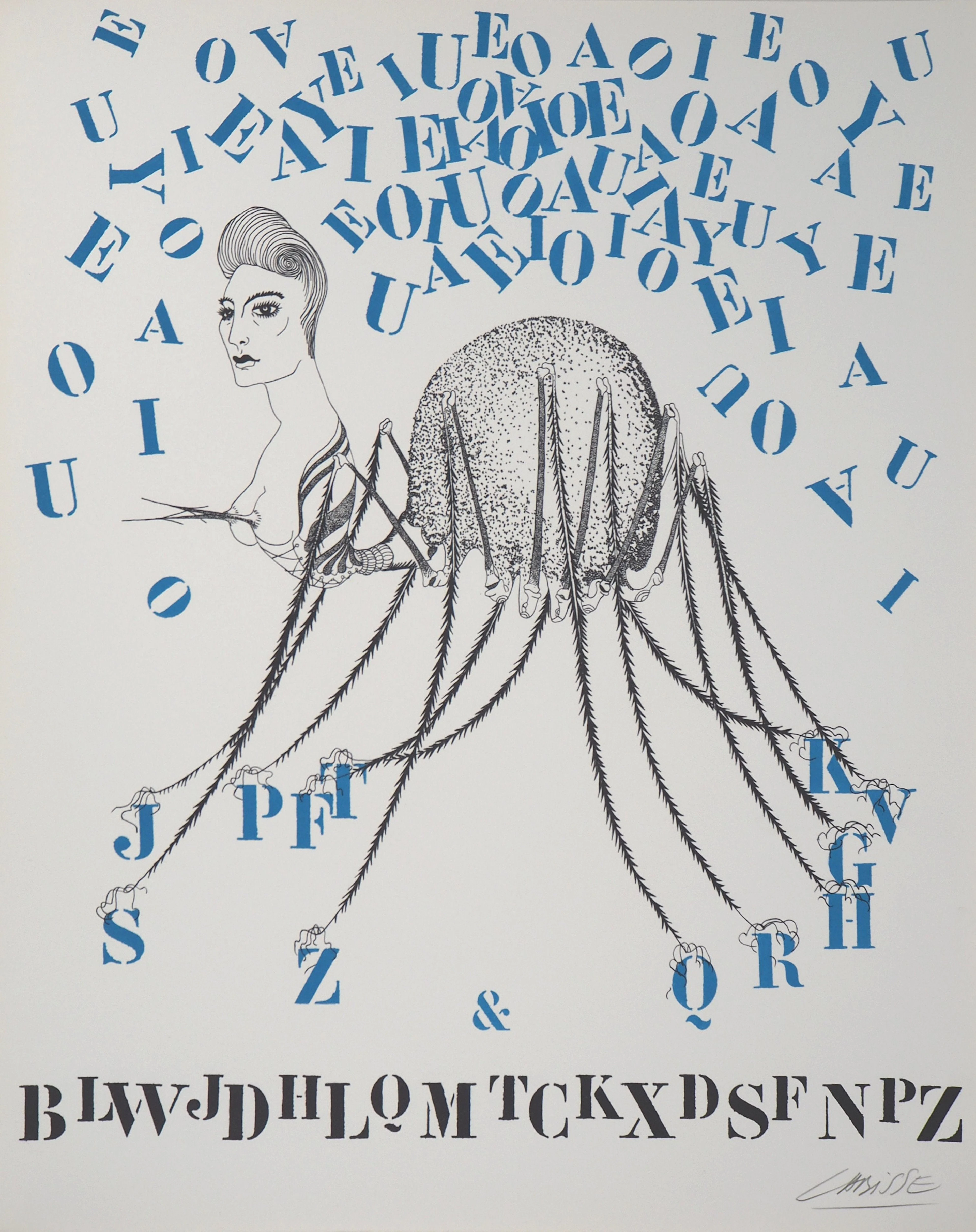 Félix LABISSE : La Tarentule des lettres, Lithographie originale, Signée