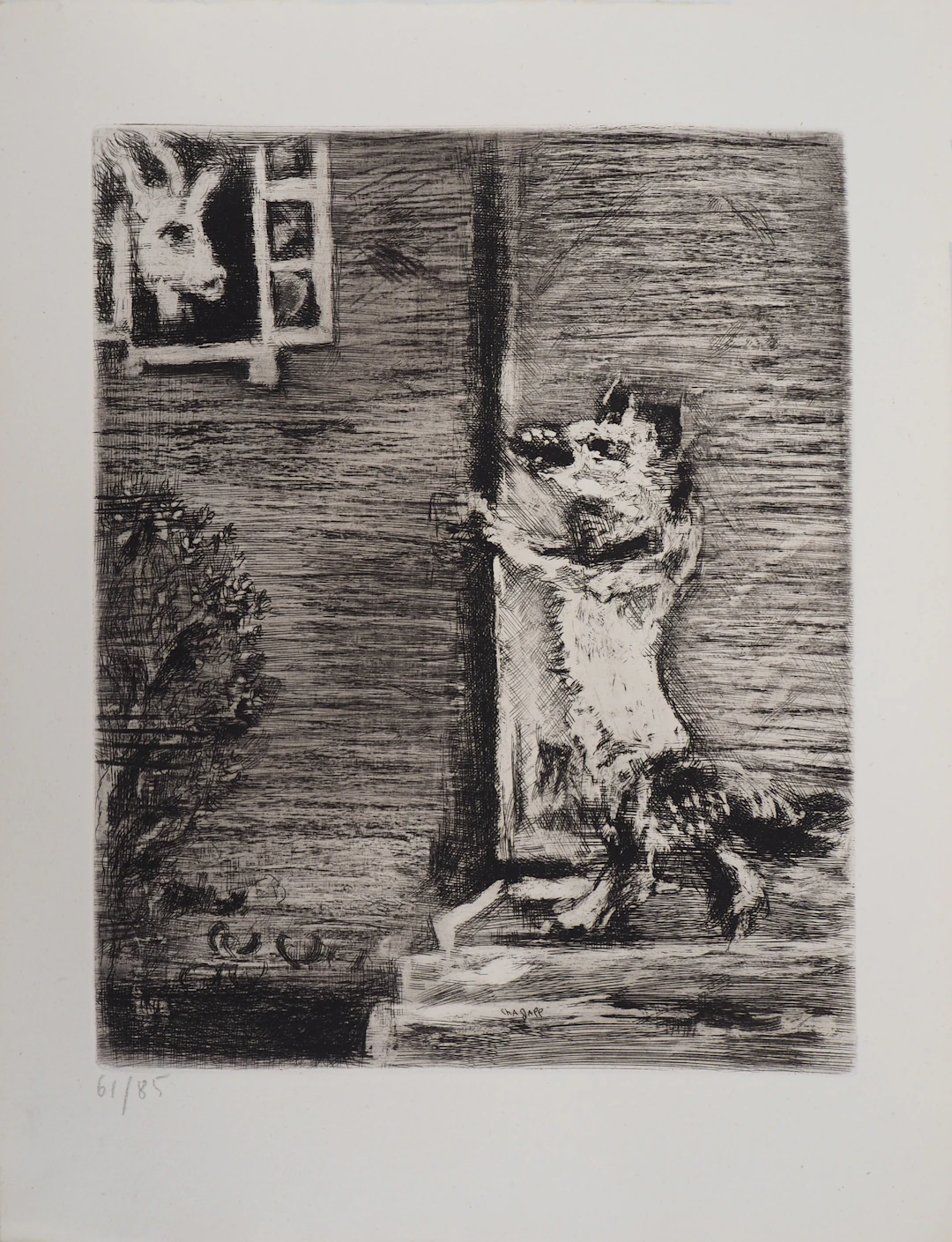 Marc CHAGALL : Le Loup, la Chèvre et le Chevreau, Gravure originale signée