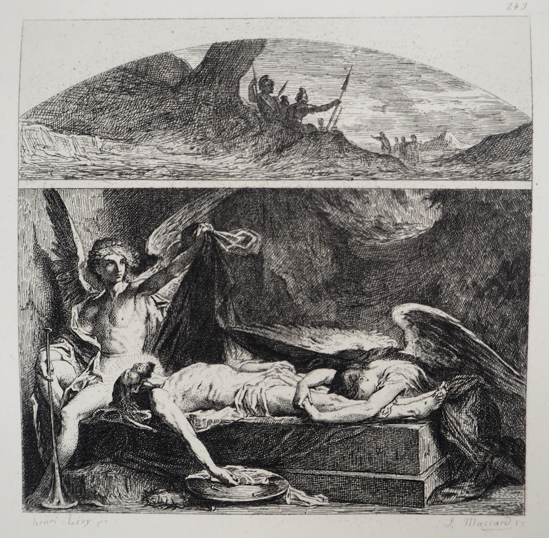 Henri-Léopold LEVY - Jésus dans le tombeau - Gravure, Signée