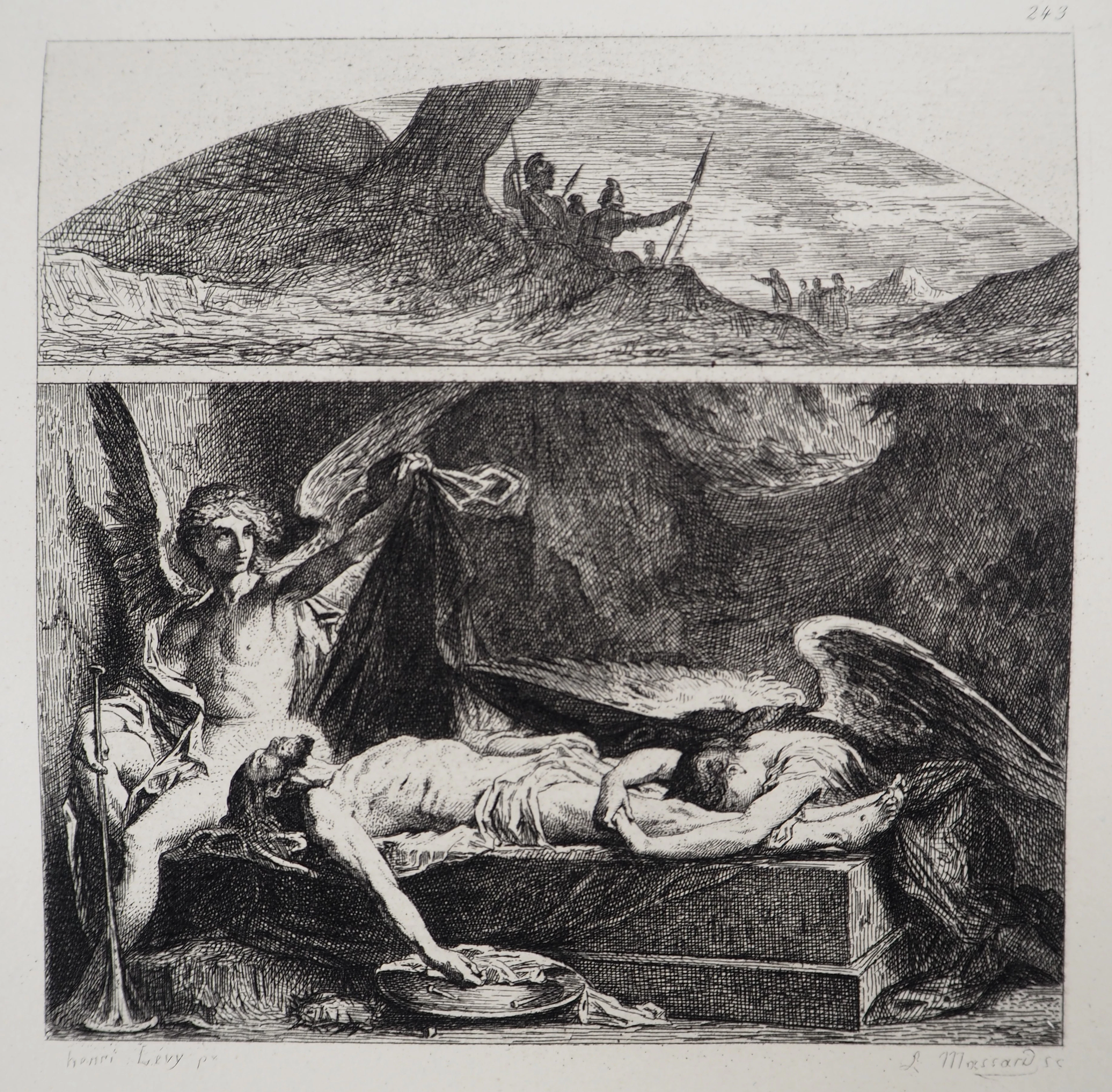 Henri-Léopold LEVY - Jésus dans le tombeau - Gravure, Signée