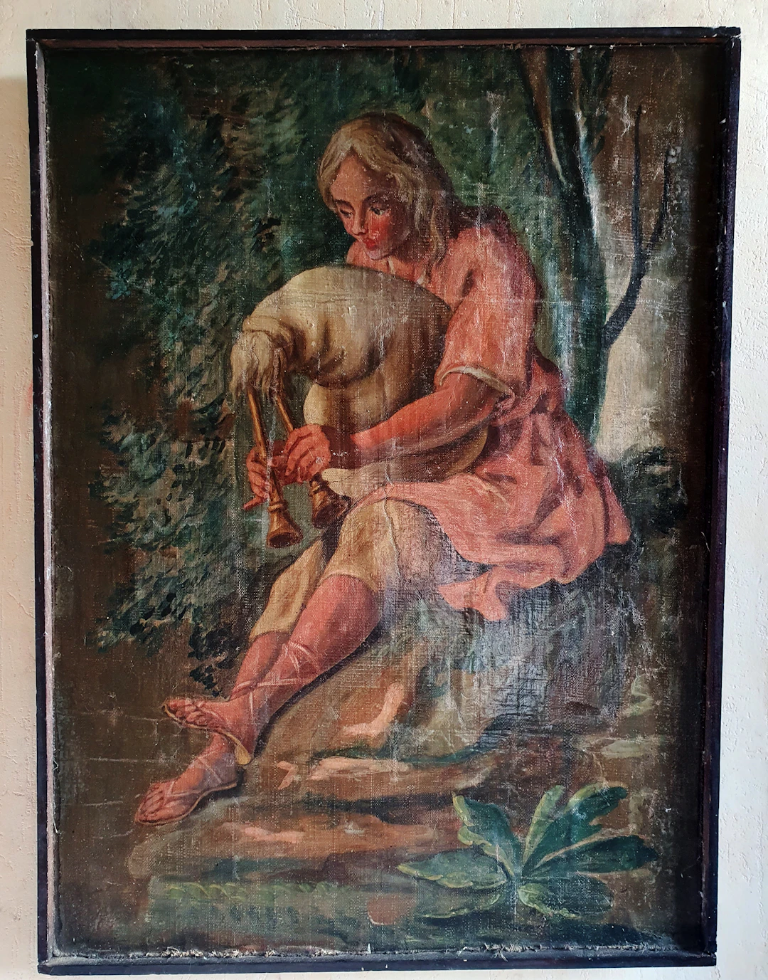 non signé - le joueur de cornemuse, vers 1880 - Huile sur toile
