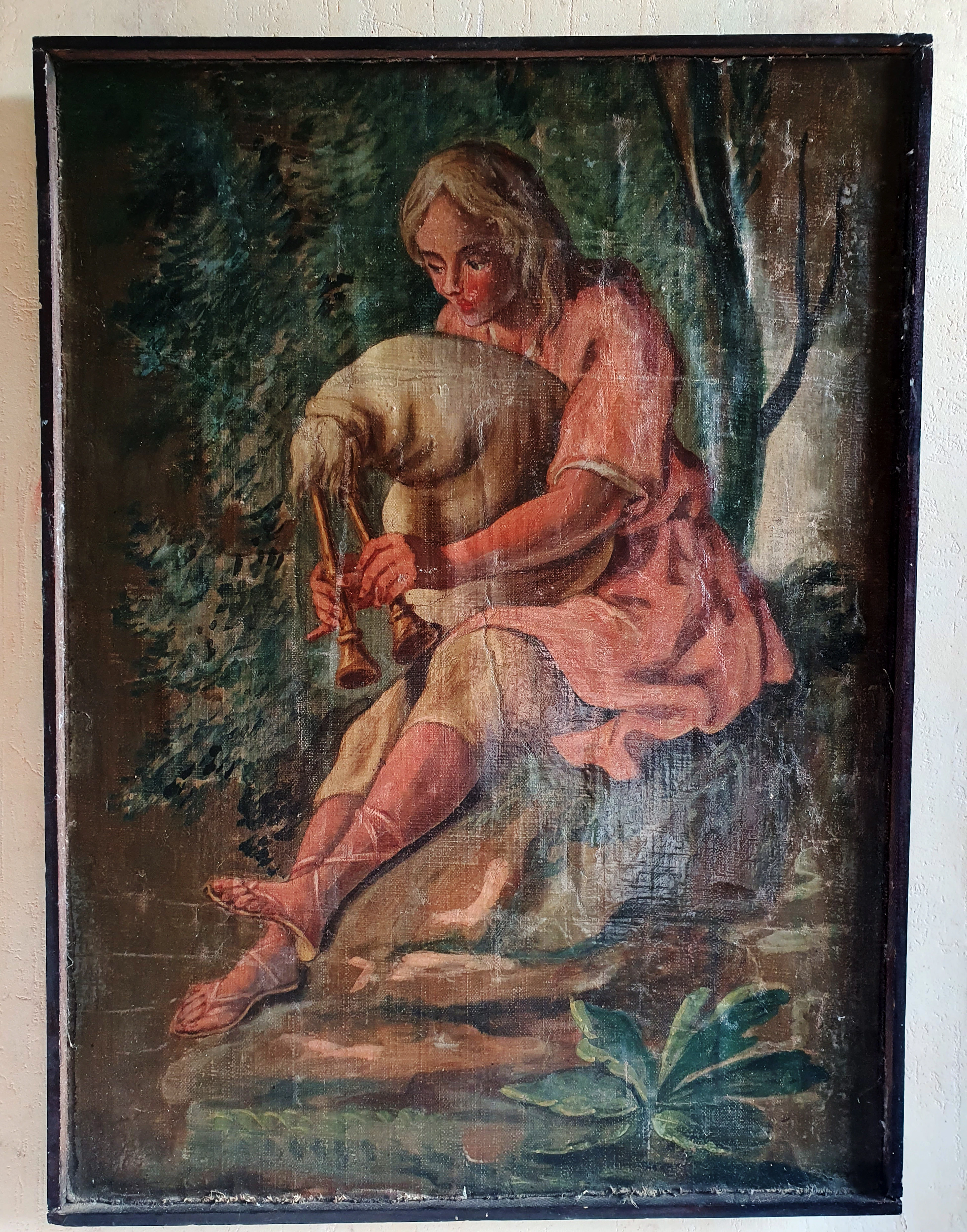 non signé - le joueur de cornemuse, vers 1880 - Huile sur toile