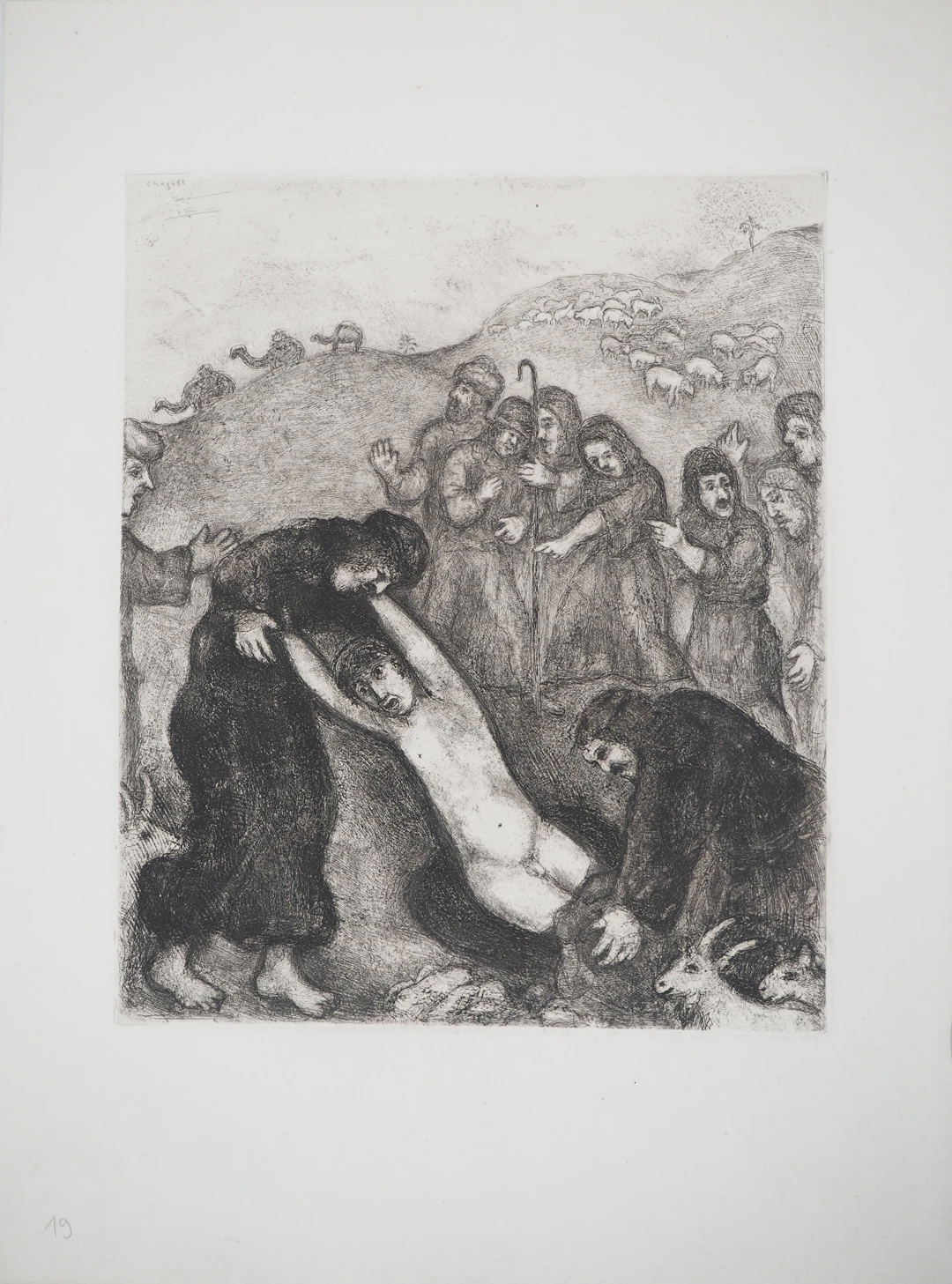 Marc CHAGALL : Joseph et ses frères, Gravure originale signée